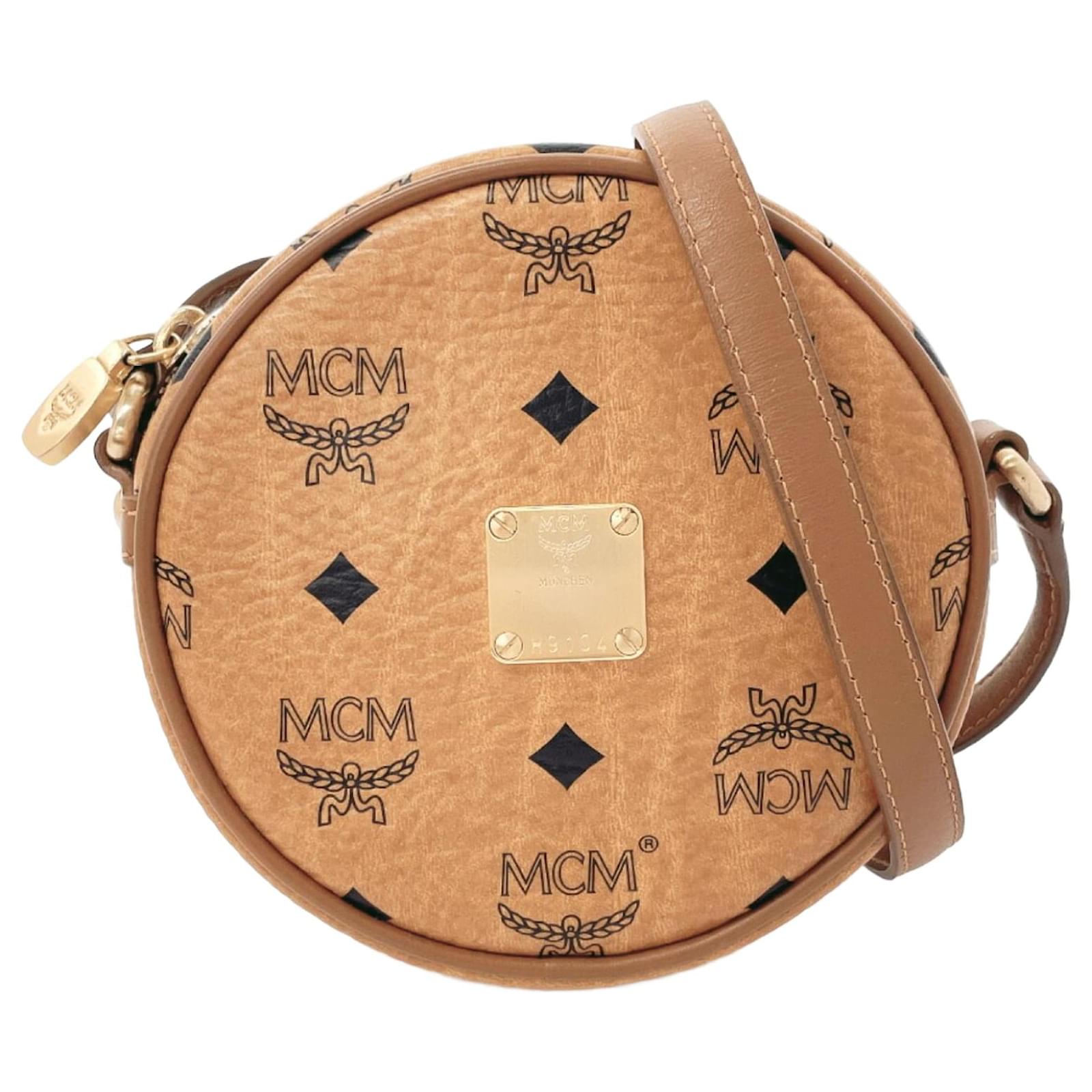 MCM Tambourine Bag Visetos Brown Leather ref.1537050 Joli Closet