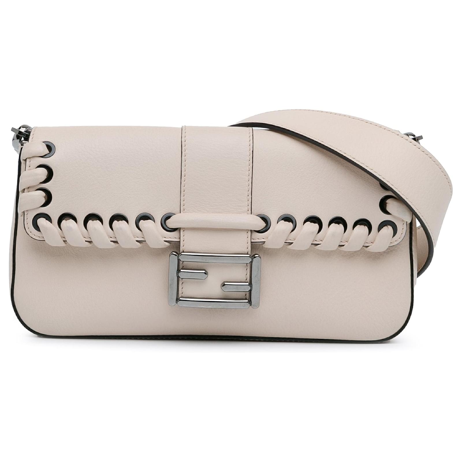 Braune Fendi Whipstitch Baguette Umhangetasche