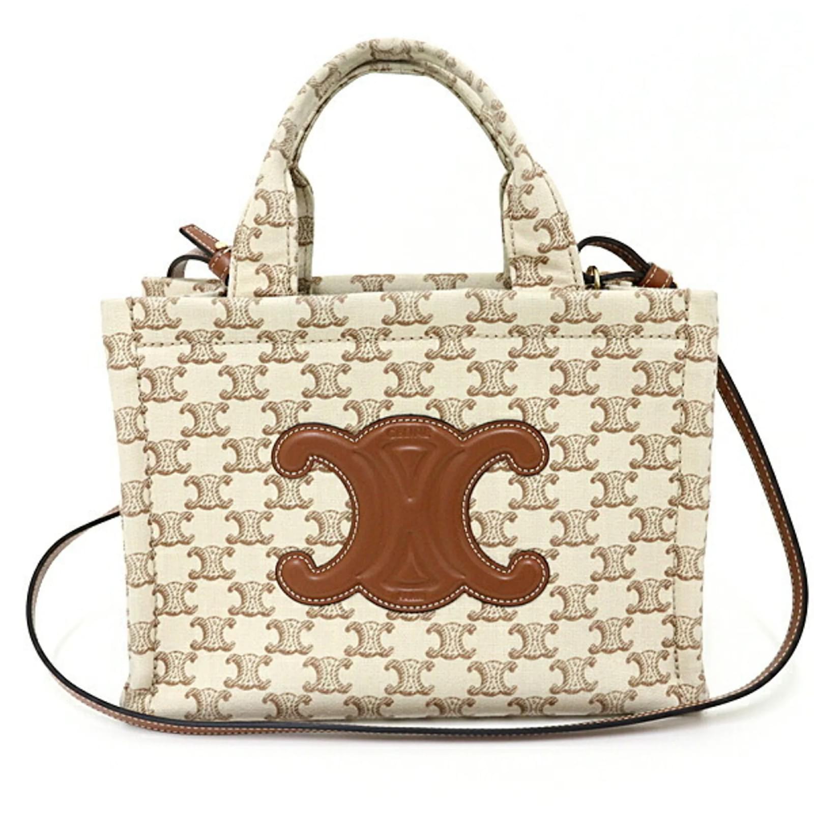Céline Celine Small Cabas Thais Triomphe Canvas Tote Bag Brown