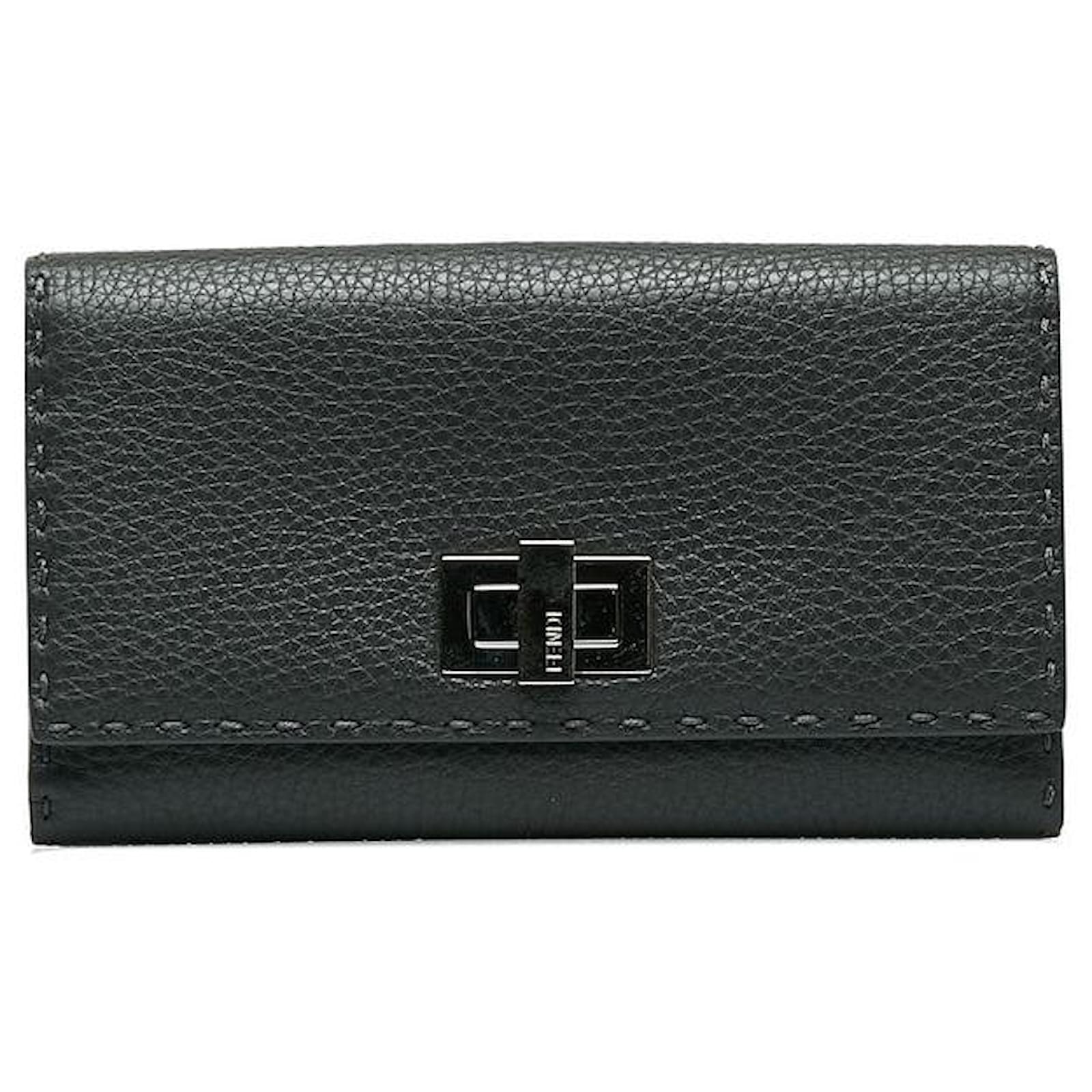 AQ003　FENDI　peek-a-boo　selleria　ウォレット Fendi Selleria Peekaboo Medium Bifold Wallet Calf Black