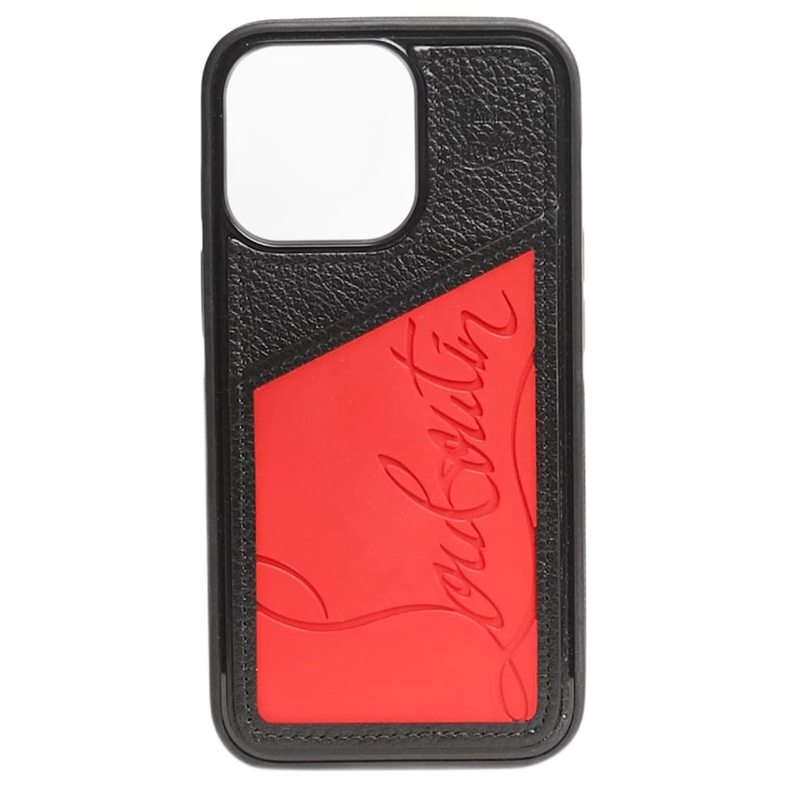 Christian Louboutin Black Loubicard leather iPhone 13 case ref.1538614 Joli Closet