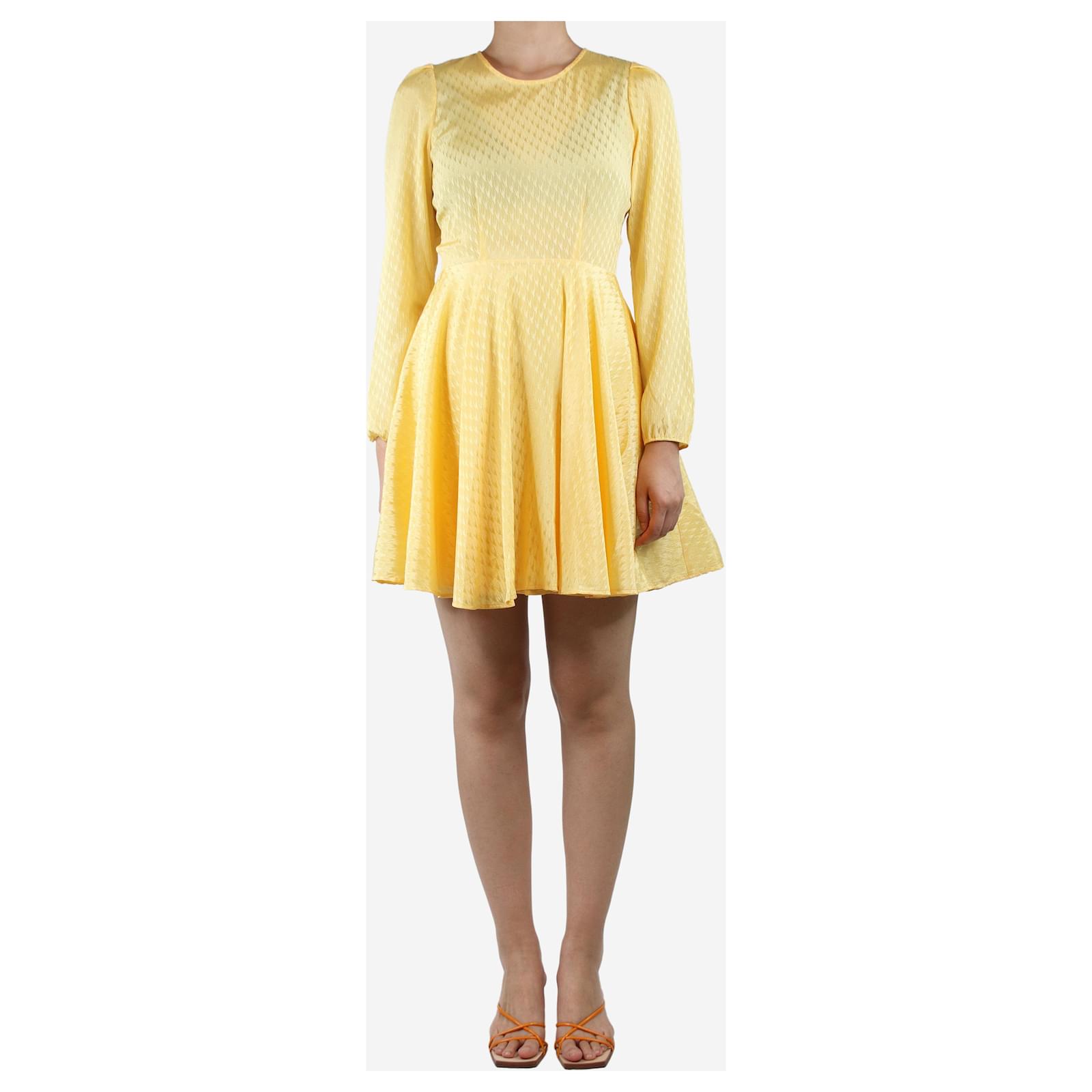 Maje Robe mini en satin jacquard jaune taille UK Polyester ref