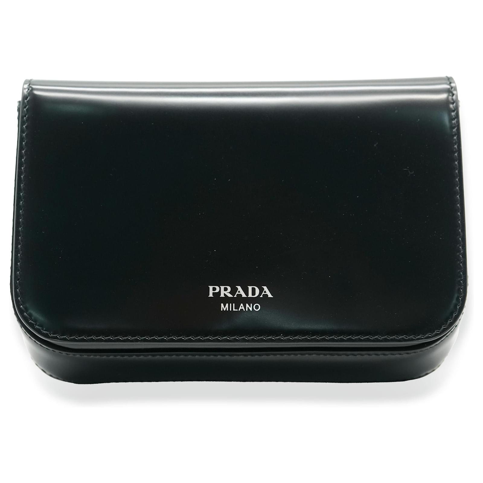 Prada Black Brushed Leather Mini Shoulder Bag ref.1539526
