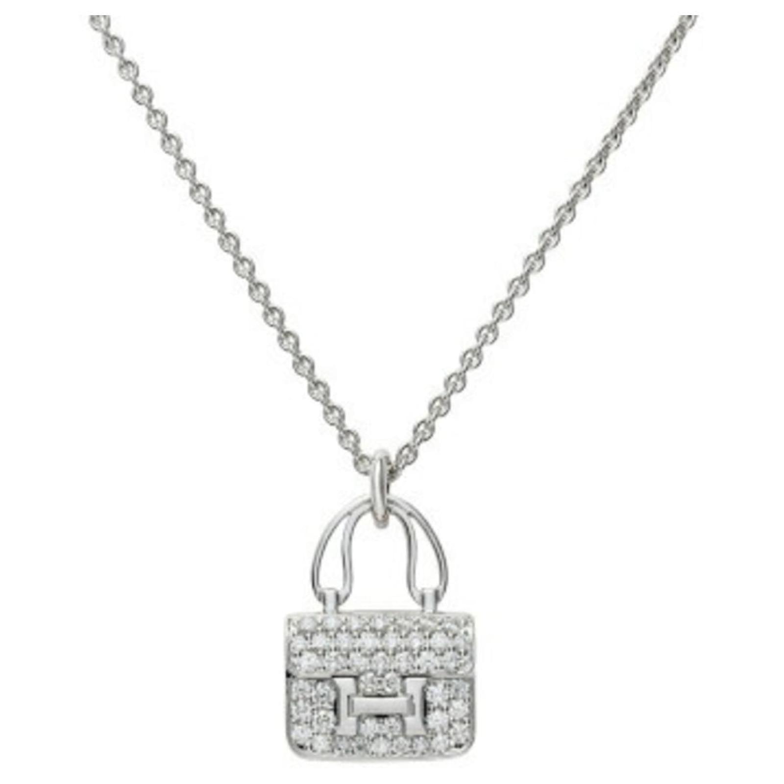 Hermès Collier Amulette Constance K18WG en or blanc Hermes ref