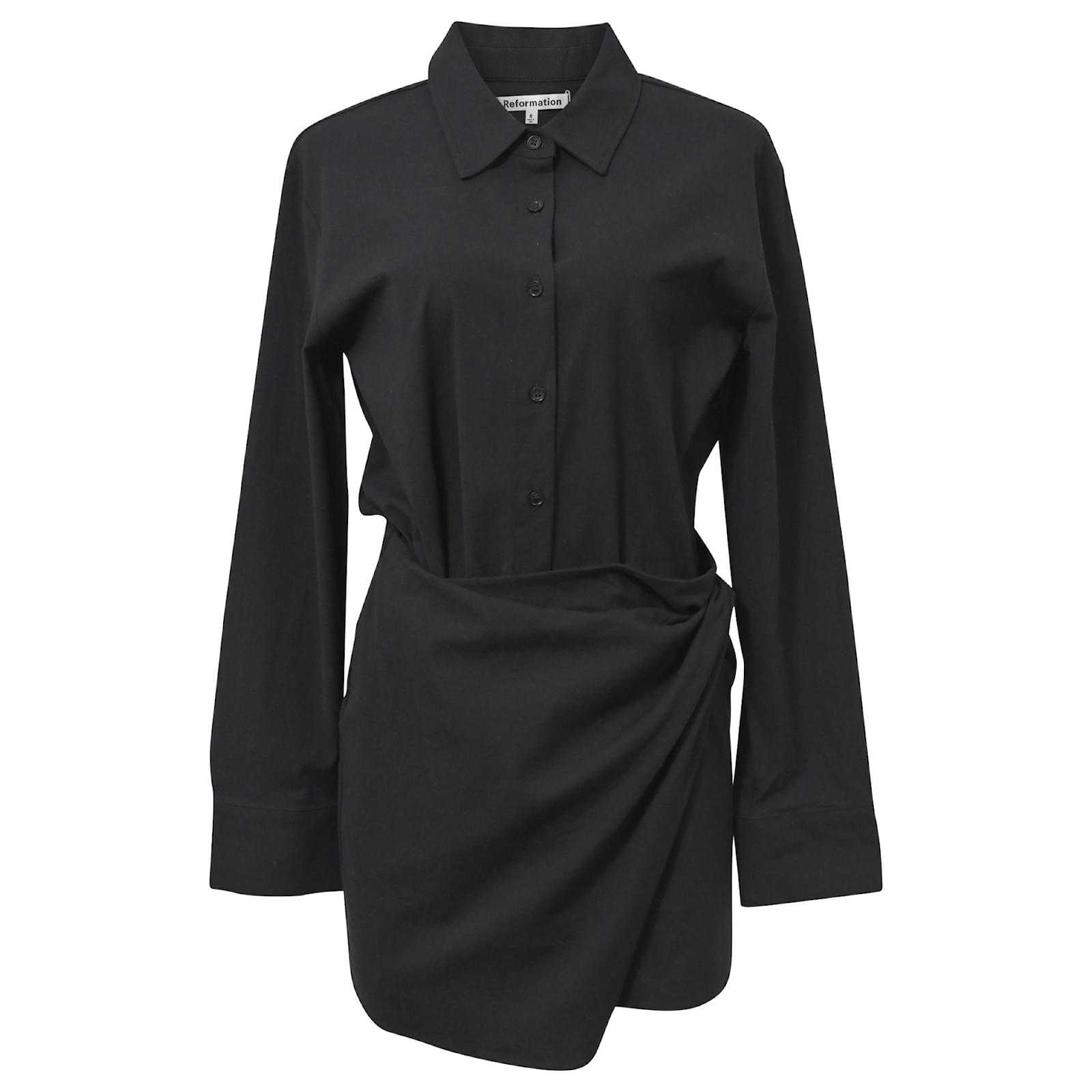 Reformation Weston Shirt Dress in Black Cotton ref.1540203 - Joli Closet