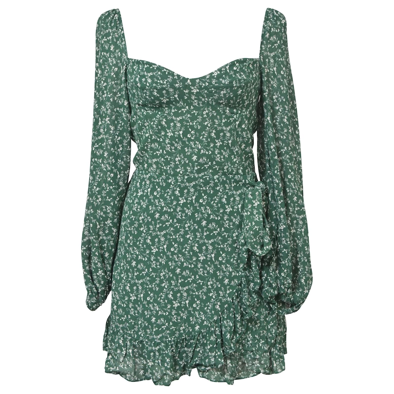 Reformation Ruffled Cammi Floral Print Mini Dress in Green Viscose Olive  green Polyester ref.1540319 - Joli Closet