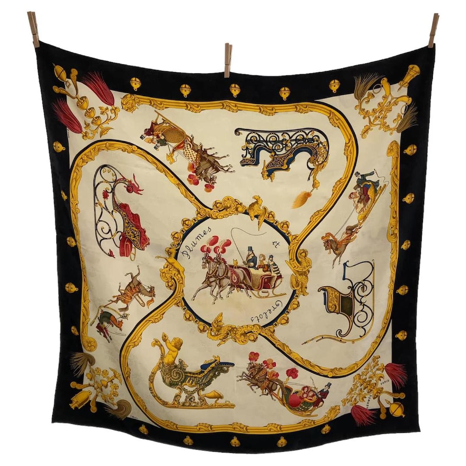 Hermès Hermes Silk Scarf Plumes et Grelots 90 ref.1542393 - Joli