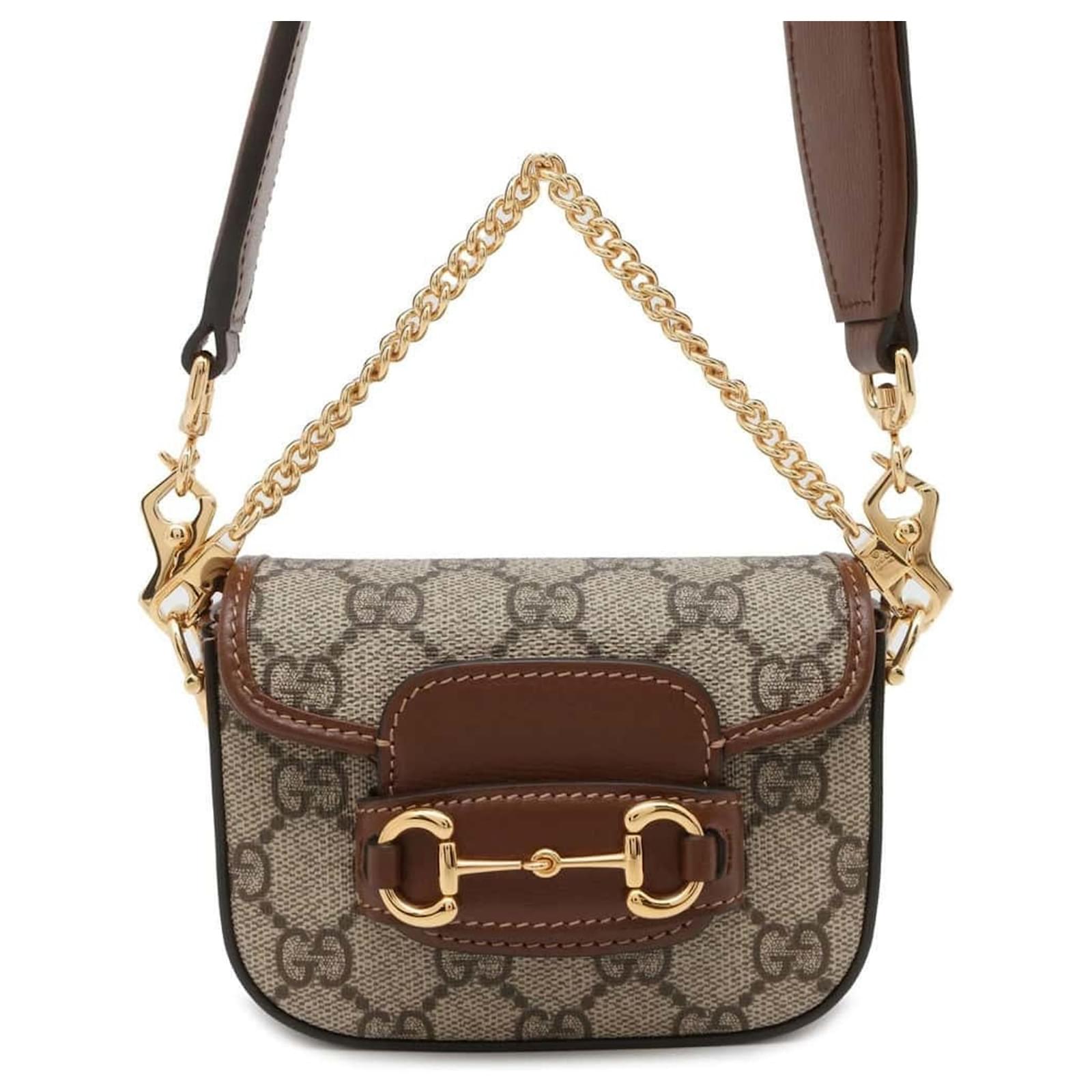 Bolso de Hombro Gucci Horsebit 1955 con Cartera de Correa Castaño