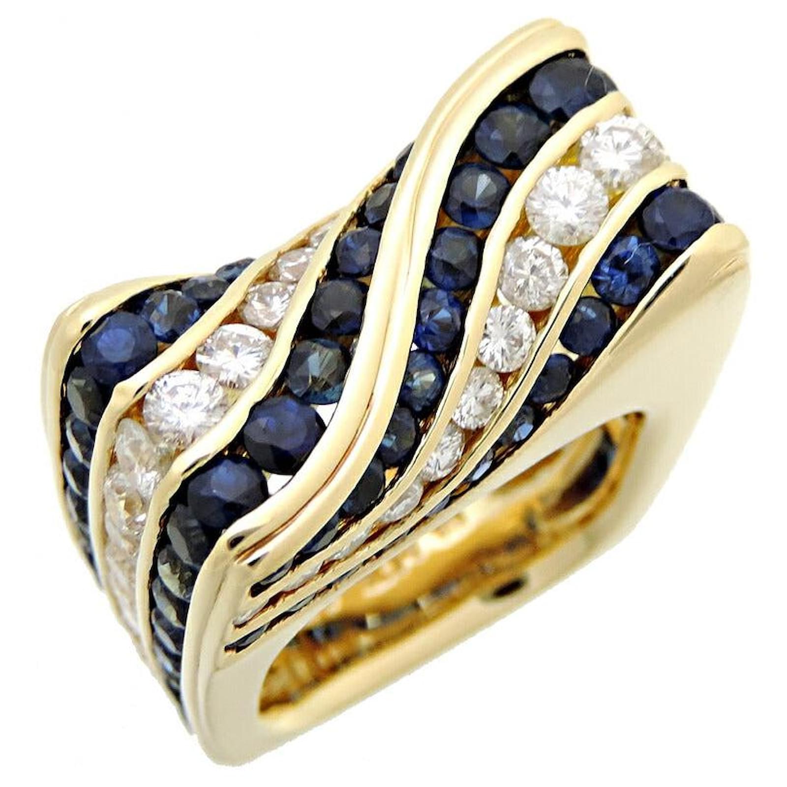 Autre Marque LuxUness Non-Brand 4.08ct Sapphire 1.75ct Diamond Size 10 Ring,  K18 Yellow Gold for Women Metal Ring in Great Condition ref.1545856 - Joli  Closet