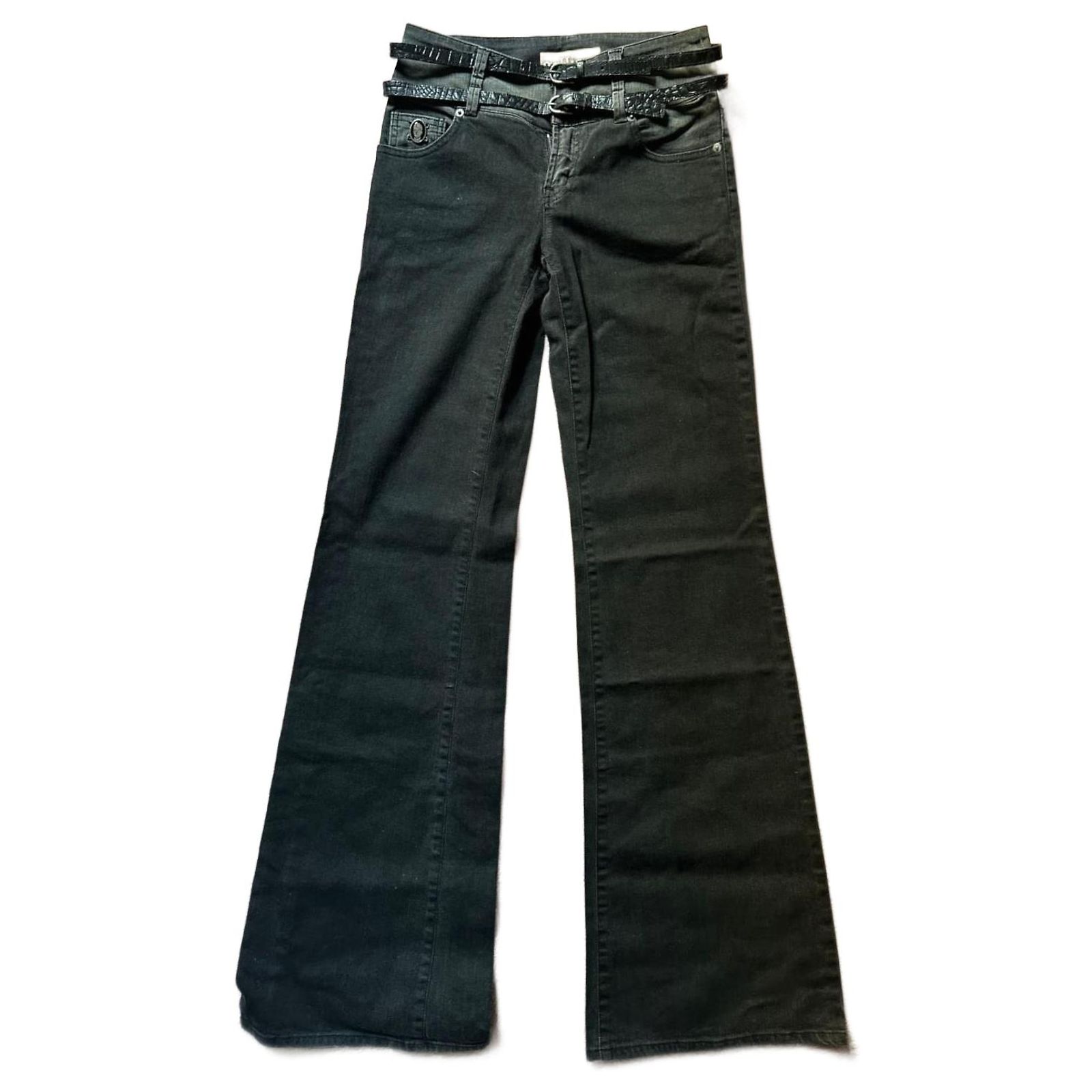 John Galliano early 00s Bootcut Bondage Black Jeans. Denim ref 
