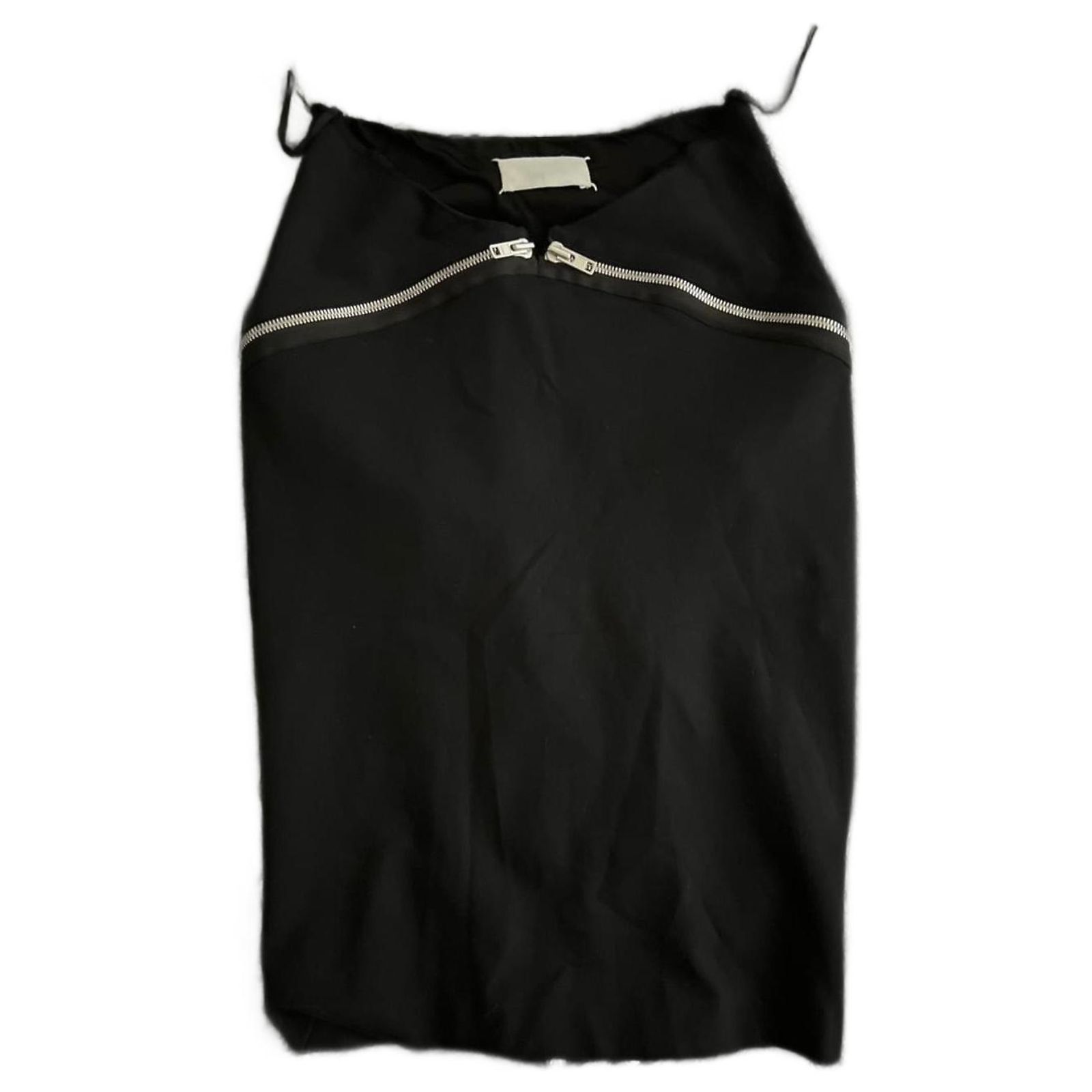 Maison Martin Margiela Fall Winter 2008 Curved Zip Up Skirt. Black