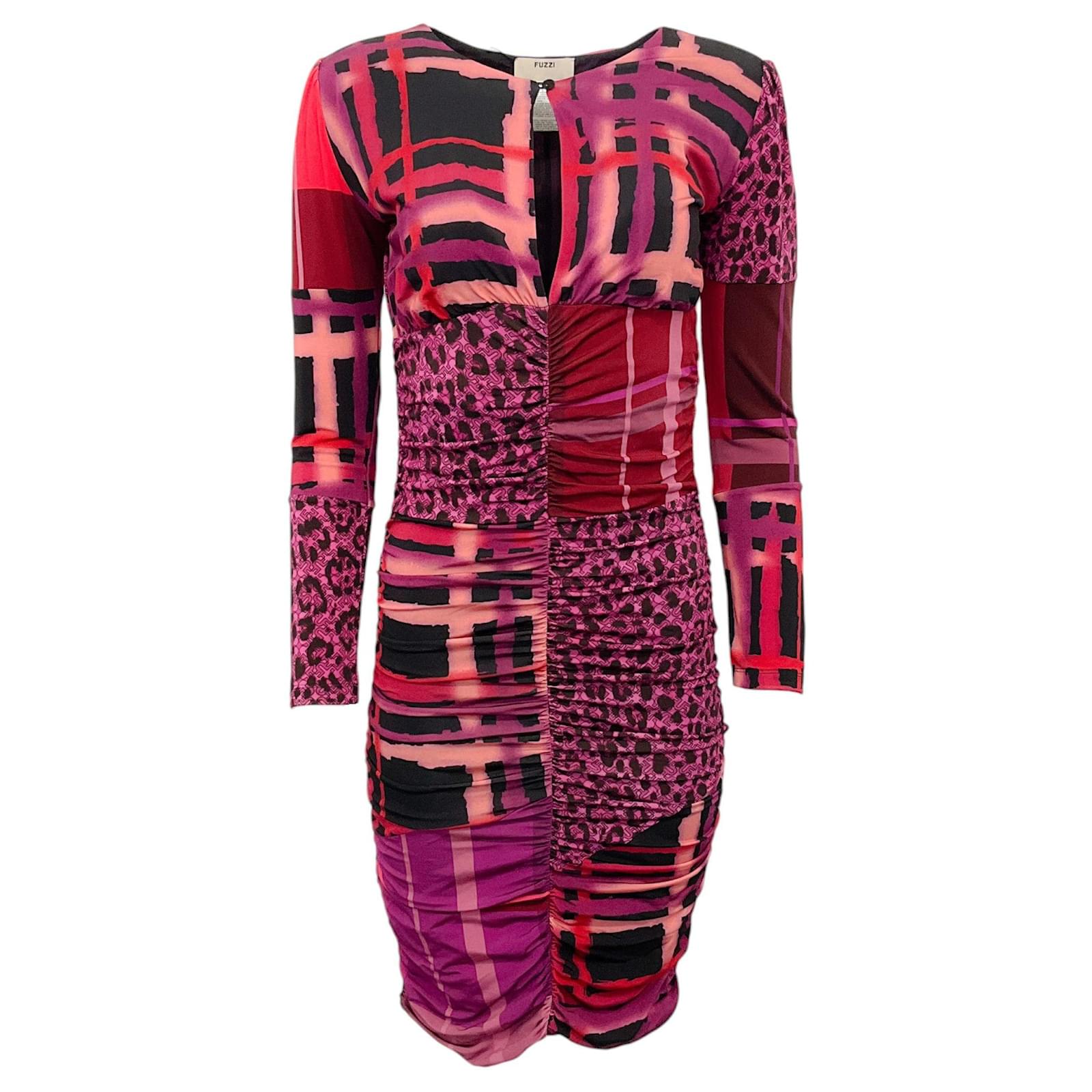 open lace back dress FUZZI Size M Pink Fuchsia Nylon Ruched Strapless Jumpsuit  Sui Generis  Designer Consignment