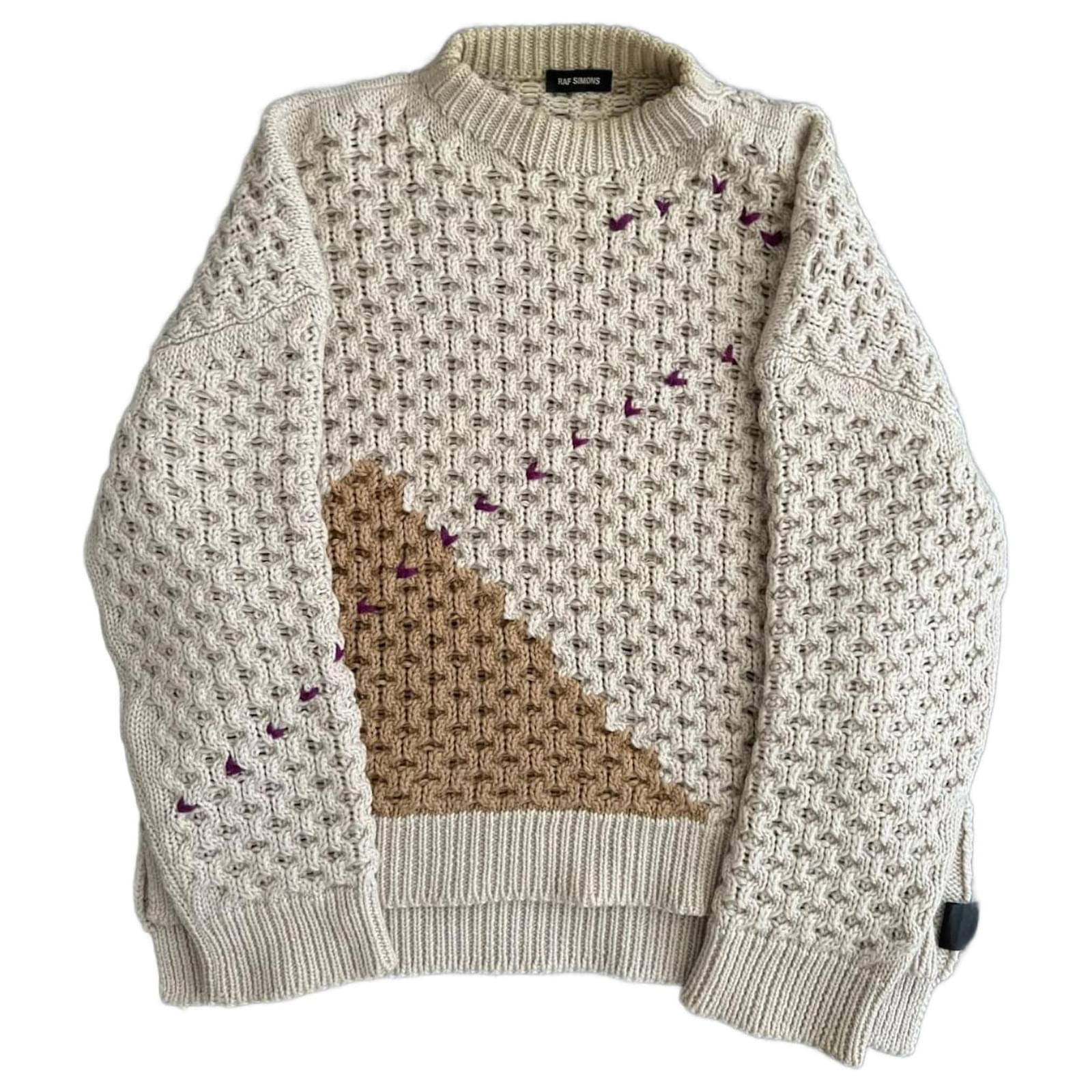 Maglione argyle Raf Simons autunno inverno 2018. Marrone Beige Viola scuro Lana ref.1548256 Joli Closet