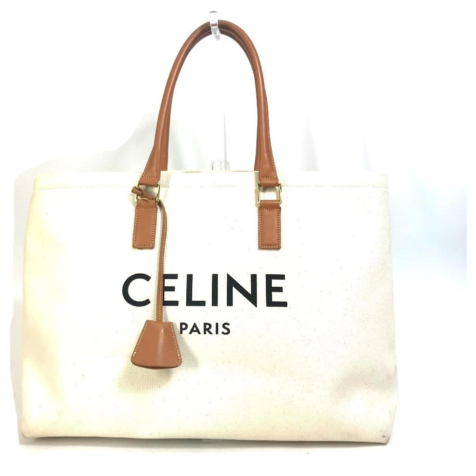 Celine Celine Cabas Tasche Beige Leder Leinwand ref.1549733 Joli Closet