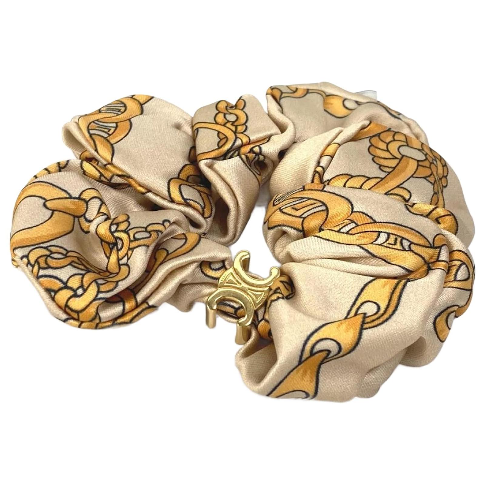 Céline Celine Yellow Viscose Hair Tie Scrunchie ref.1551633