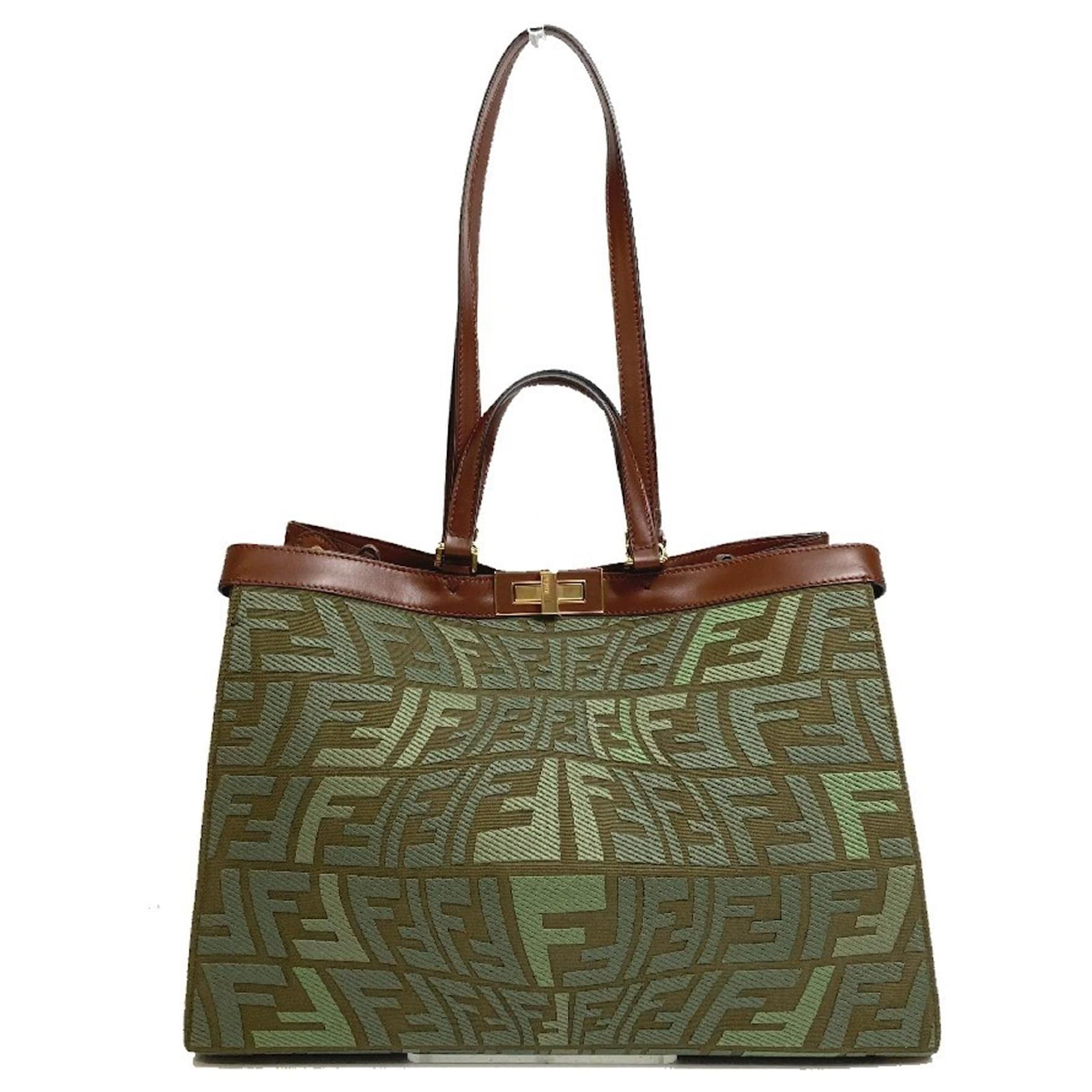 Fendi green canvas bag sale