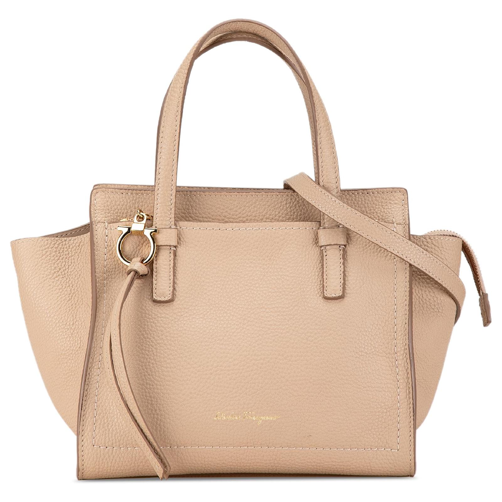 Salvatore Ferragamo Ferragamo Brown Small Amy Satchel Beige Leather  Pony-style calfskin ref.1553008 - Joli Closet