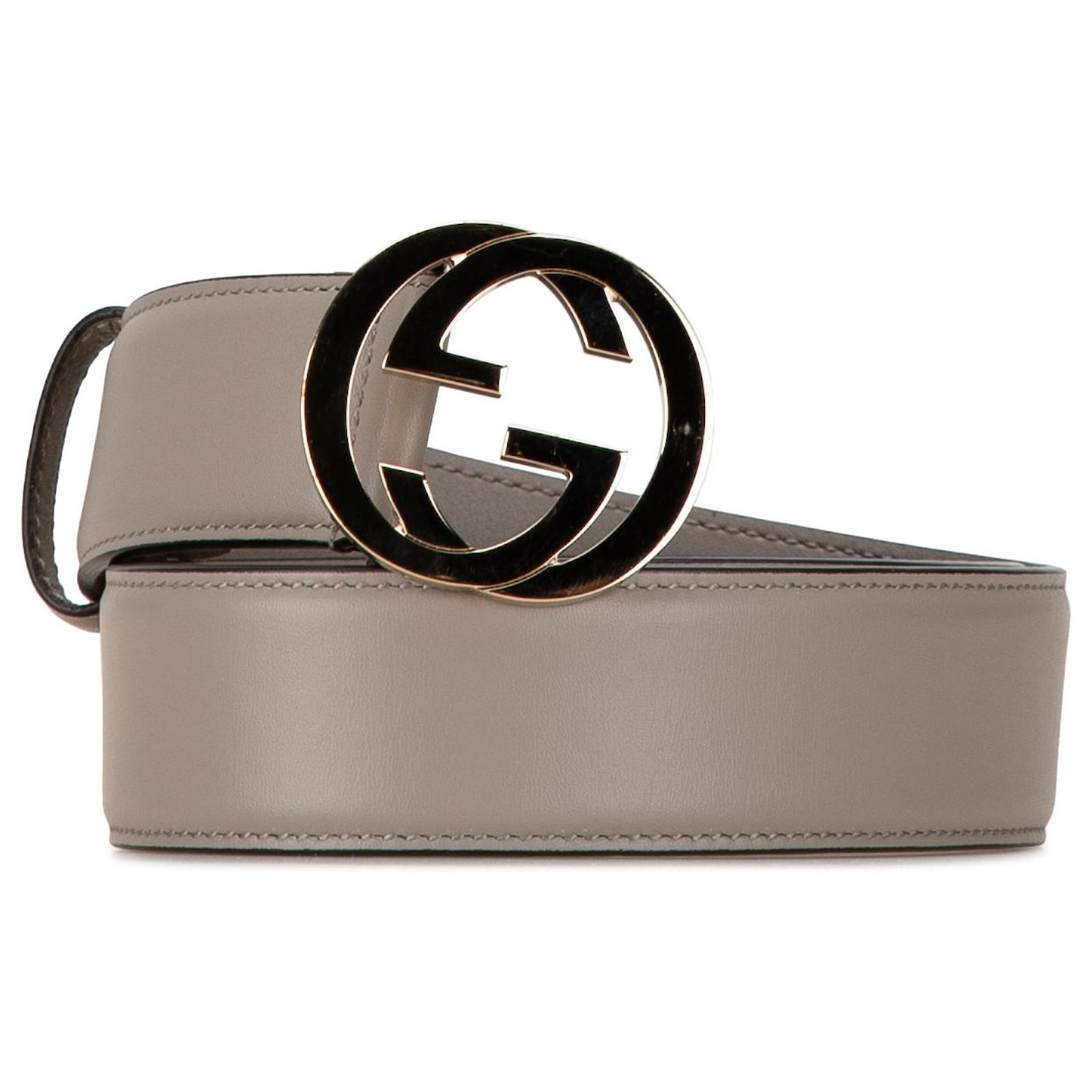 Gucci Gray Interlocking G Logo Leather Belt Brown Pony style calfskin ref.1553036 Joli Closet