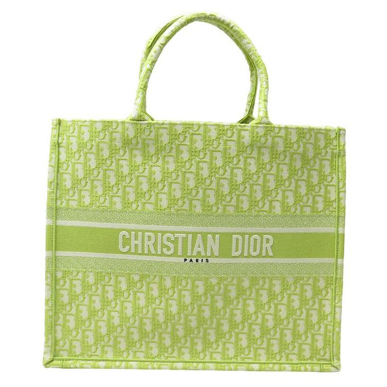 NEUE HANDTASCHE CHRISTIAN DIOR BOOK TOTE GROSS OBLIQUE CANVAS GRUN Leinwand ref.1553655 Joli Closet