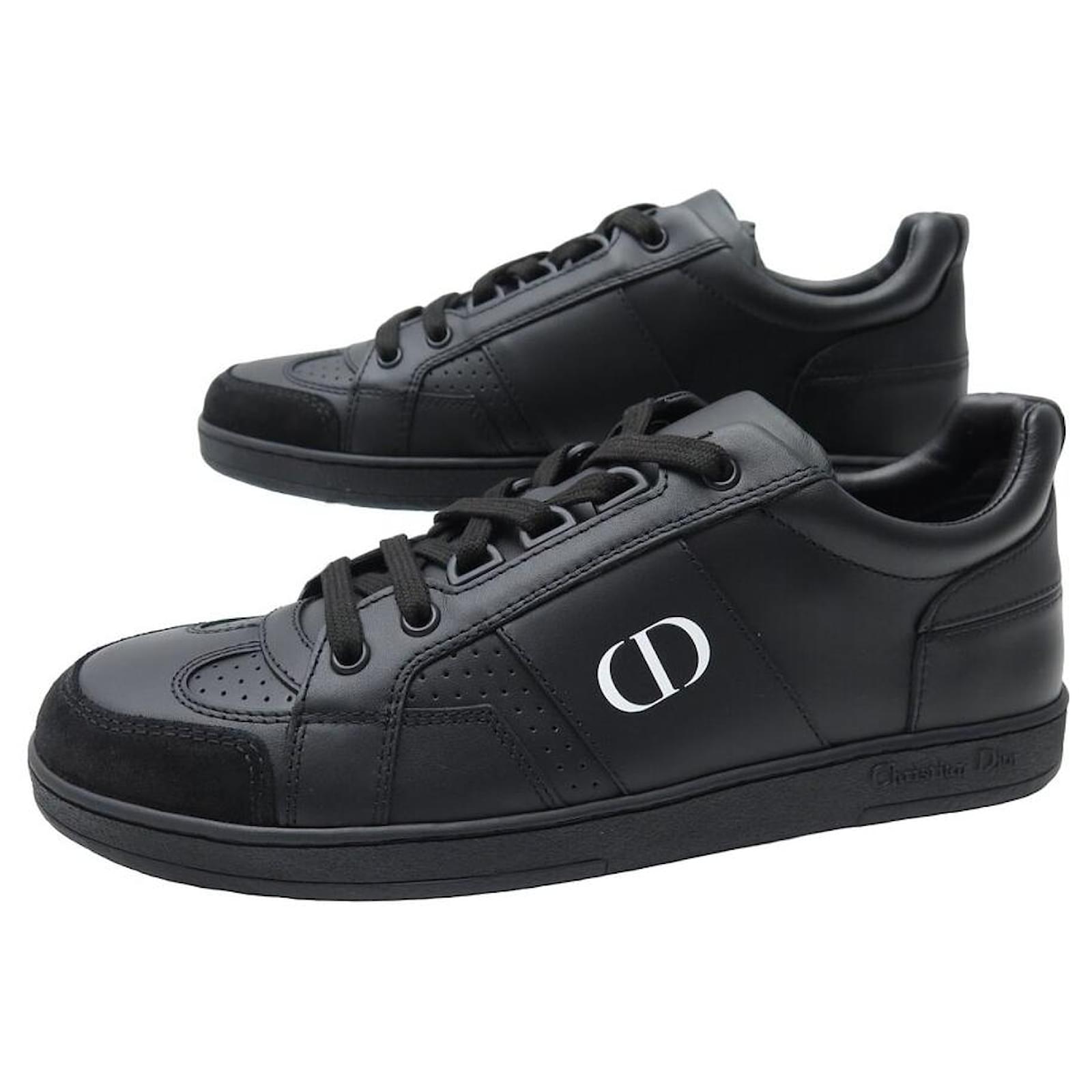 NEUF CHAUSSURES BASKETS CHRISTIAN DIOR D BEE 38 CUIR NOIR SNEAKERS SHOE ref.1553658 Joli Closet