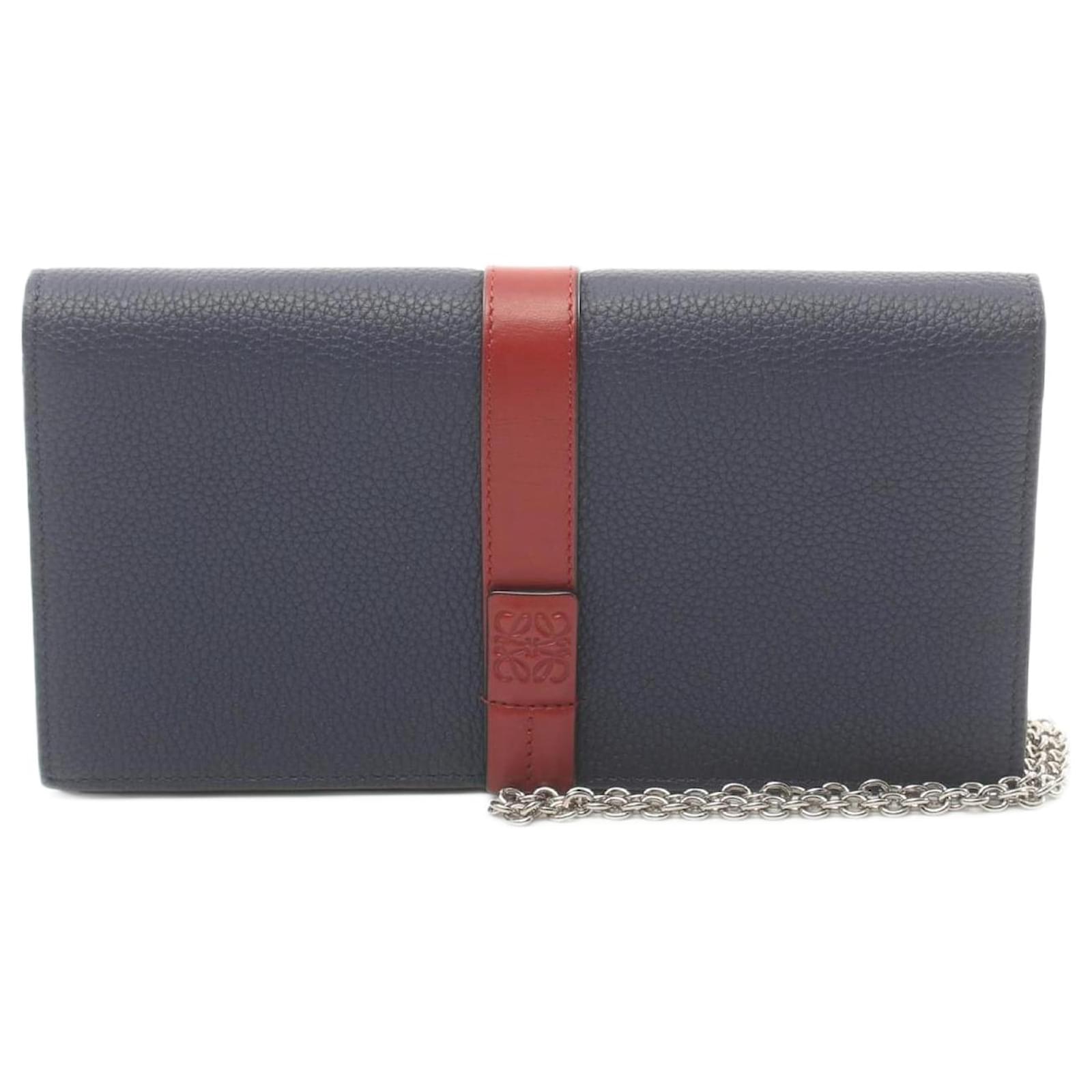 Loewe Wallet on Chain Shoulder Bag Dark red Navy blue Leather ref.1554166 Joli Closet