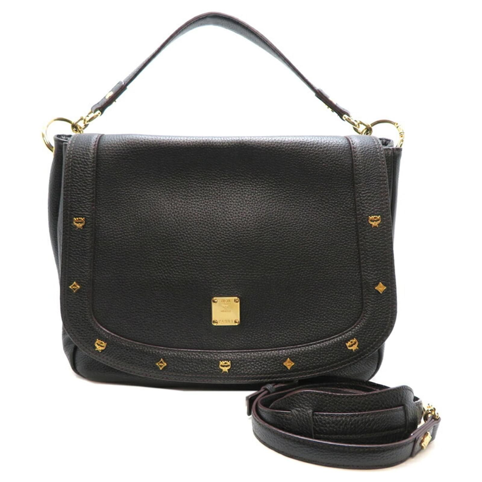 Borsa a spalla in pelle vintage MCM per donne Nero