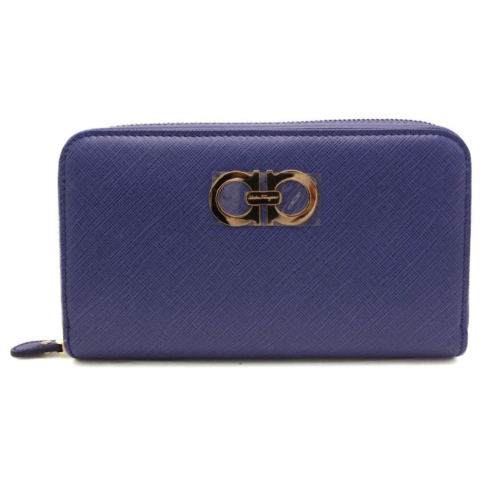 Salvatore Ferragamo Gancini KB-22 B742 Women's Leather Long Wallet