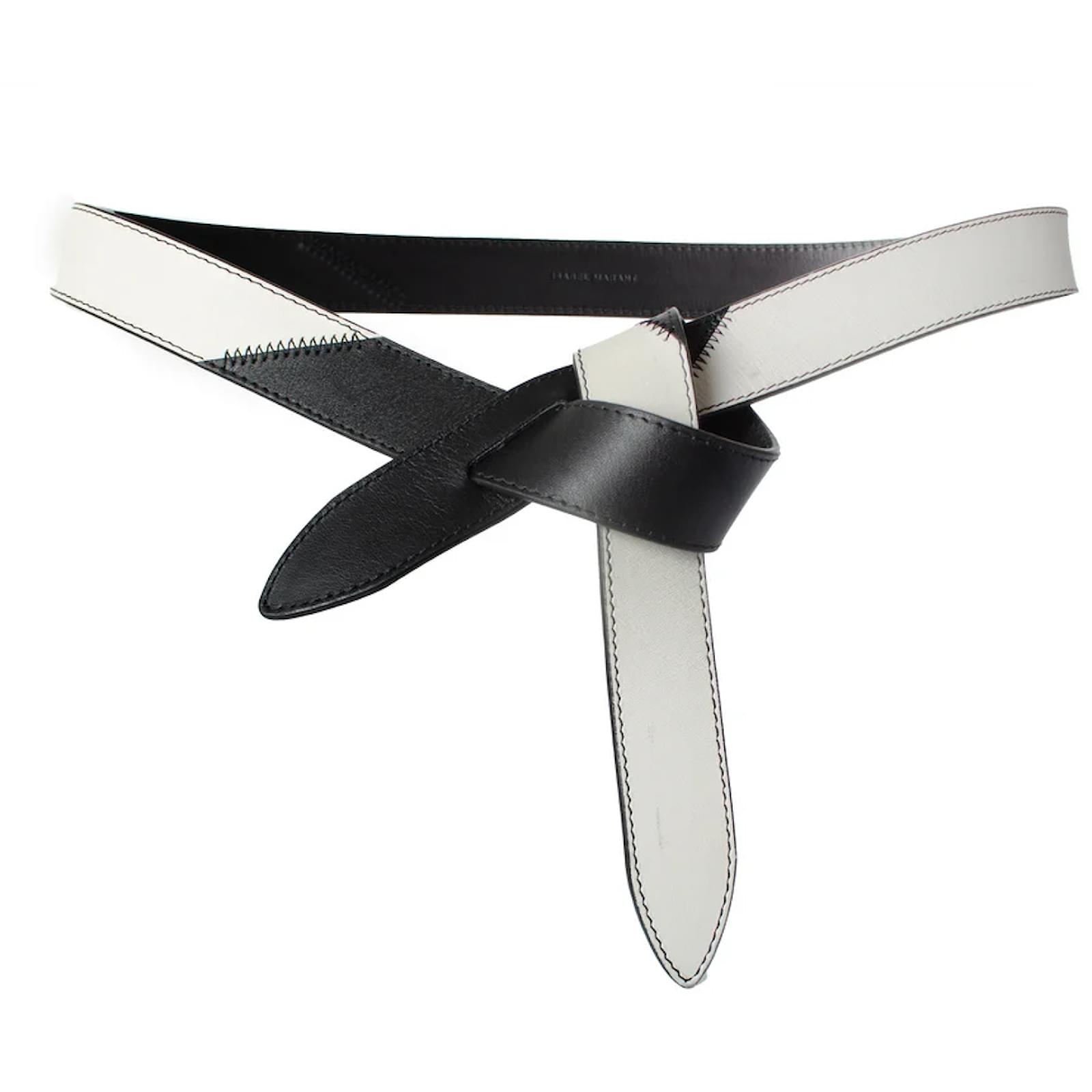 Isabel Marant, Lecce belt with stitching Black White Leather