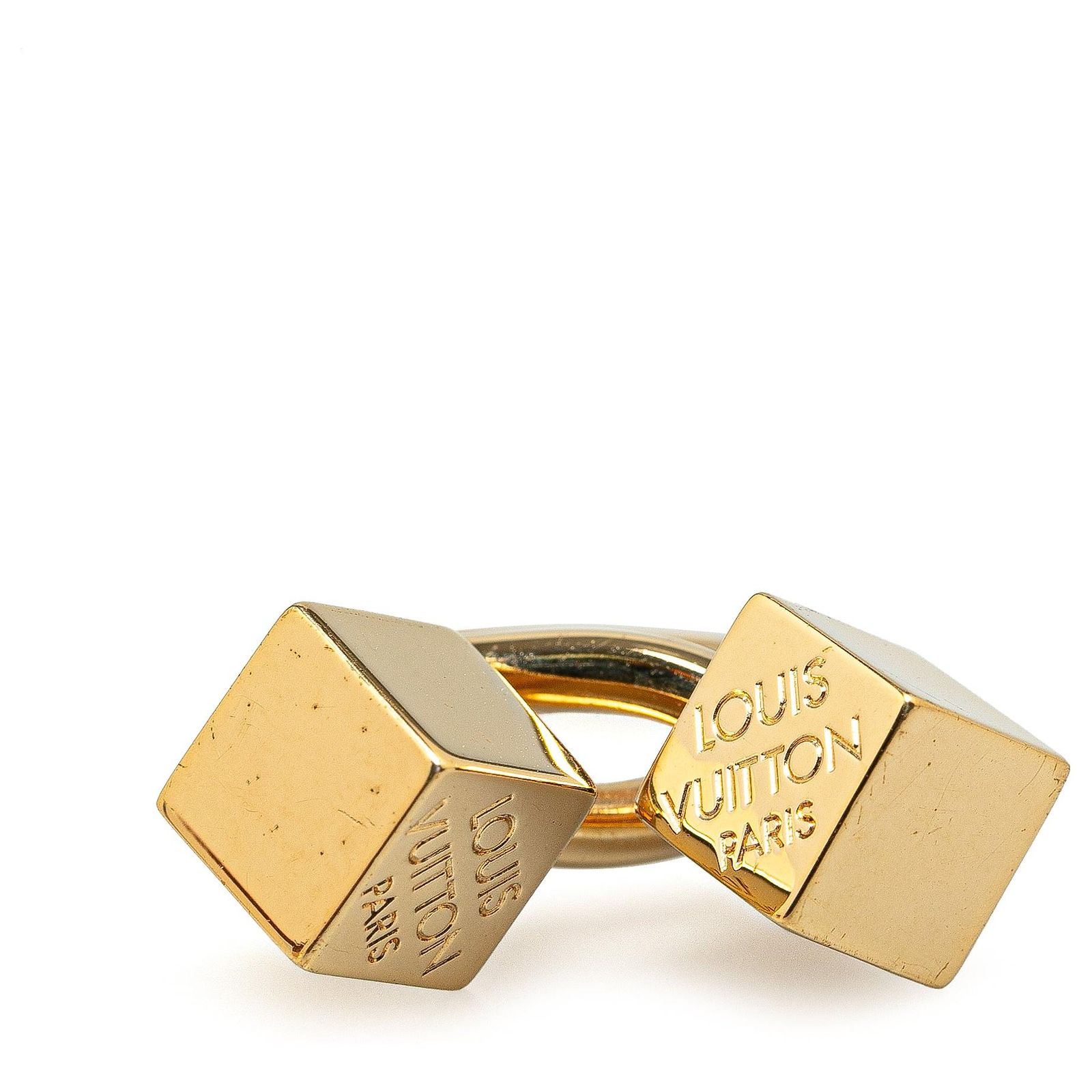 Gold Louis Vuitton Double Cube Scarf Ring Golden Metal ref.1561020