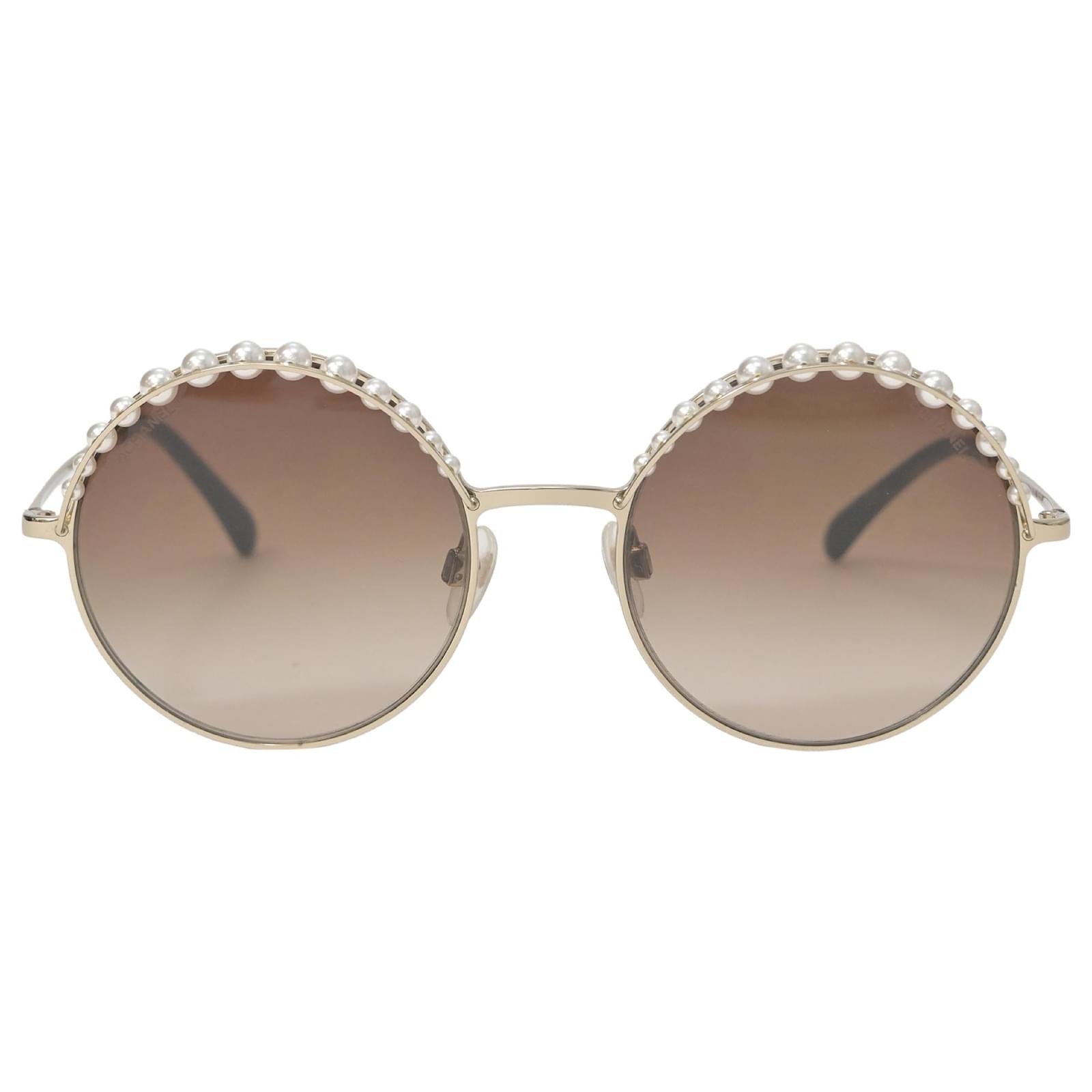 Chanel round sunglasses gold online