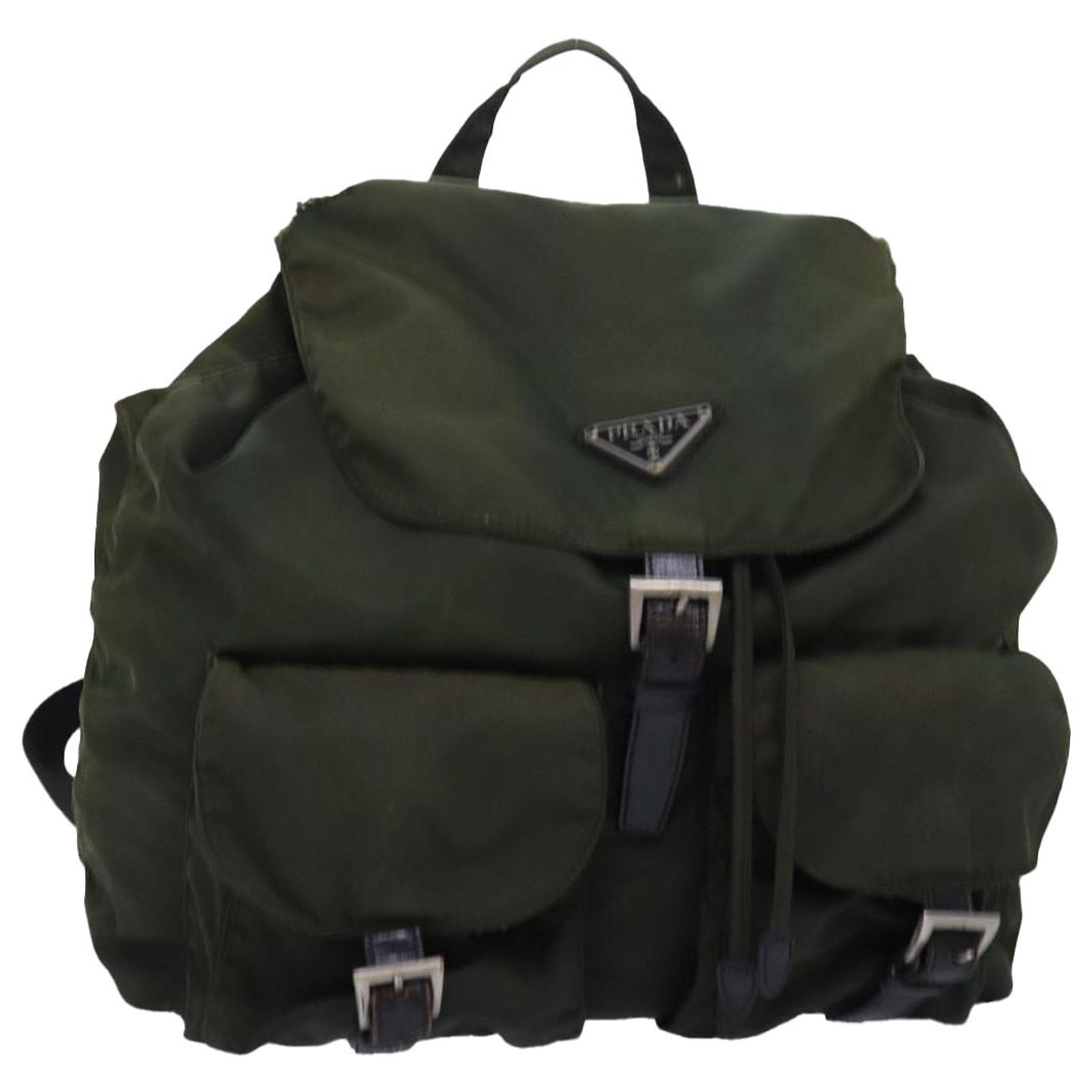 PRADA Backpack Nylon Khaki Silver Auth bs28214 PRADA Backpack Nylon Khaki Auth bs23722 ref.2145622 - Joli  main image 2