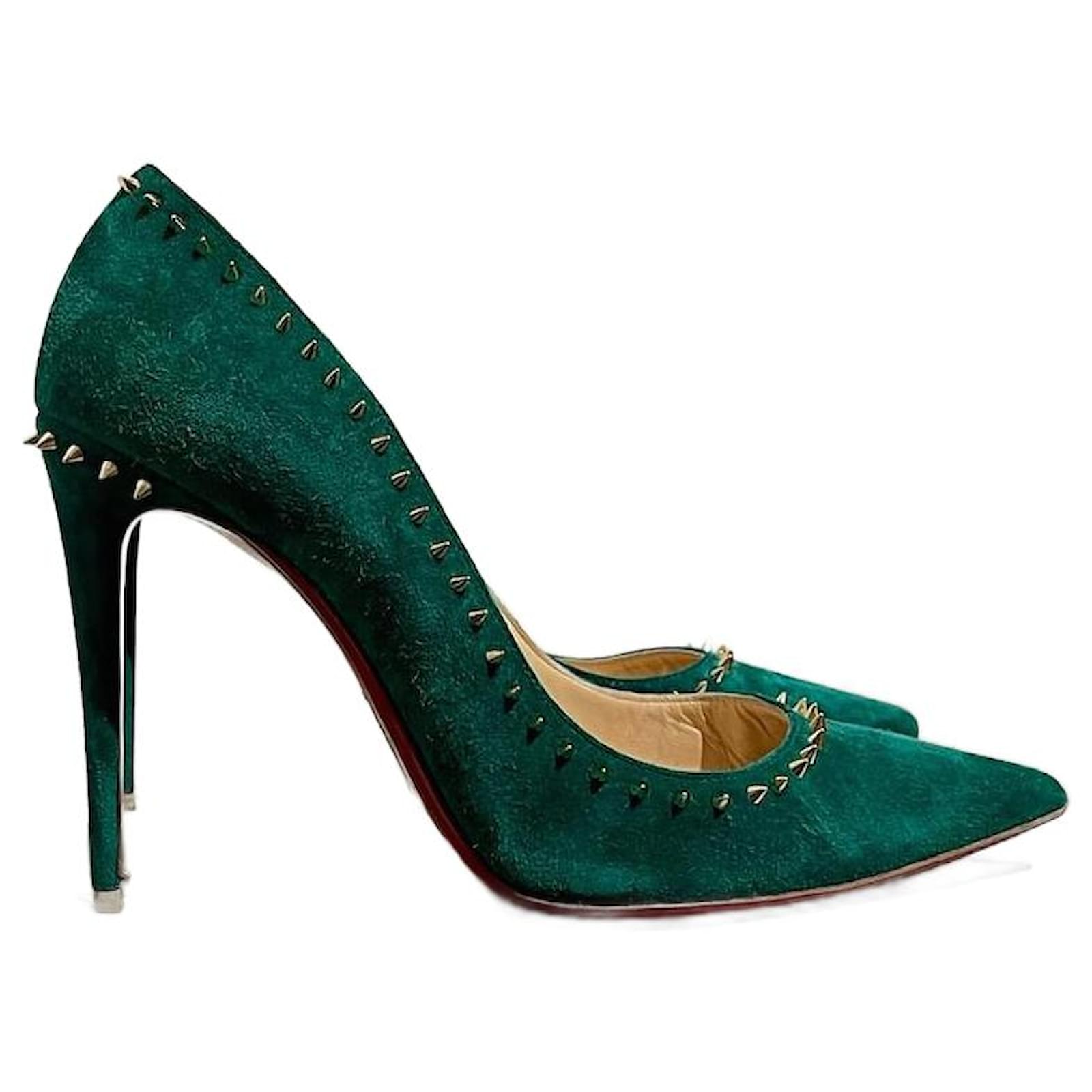 CHRISTIAN LOUBOUTIN Talons T.EU 40.5 Suede Suede Vert ref.1562588 Joli Closet