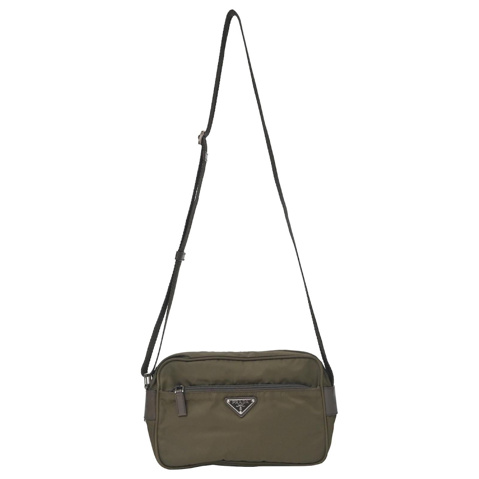 ショルダーバッグ PRADA OLIVE GREEN RE-NYLON CROSSBODY BAG Prada Re-Nylon Logo Crossbody Bag in Olive Green Nylon ref