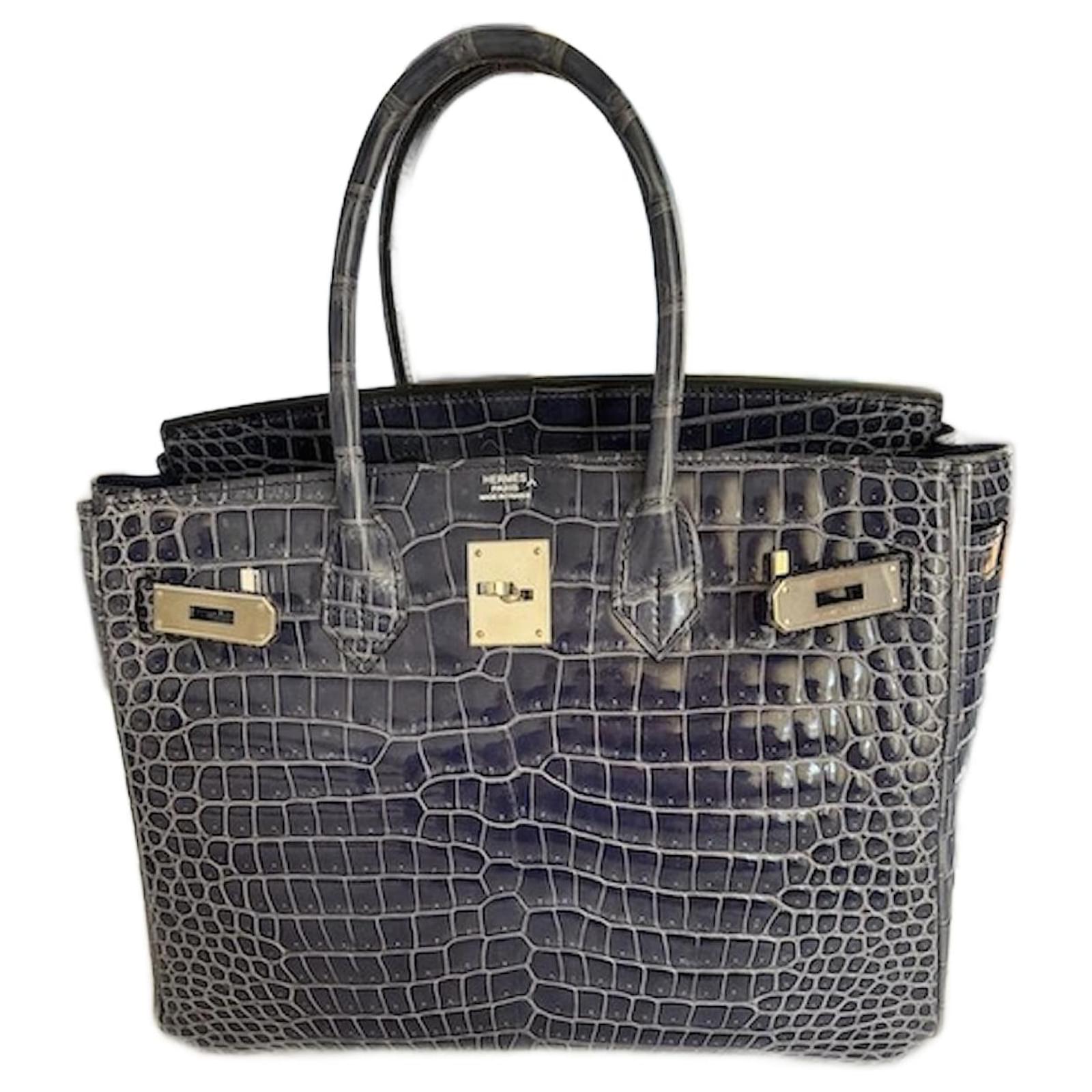 birkin 30 hermes coccodrillo lucido Blu Pelli esotiche ref.1564724 Joli Closet