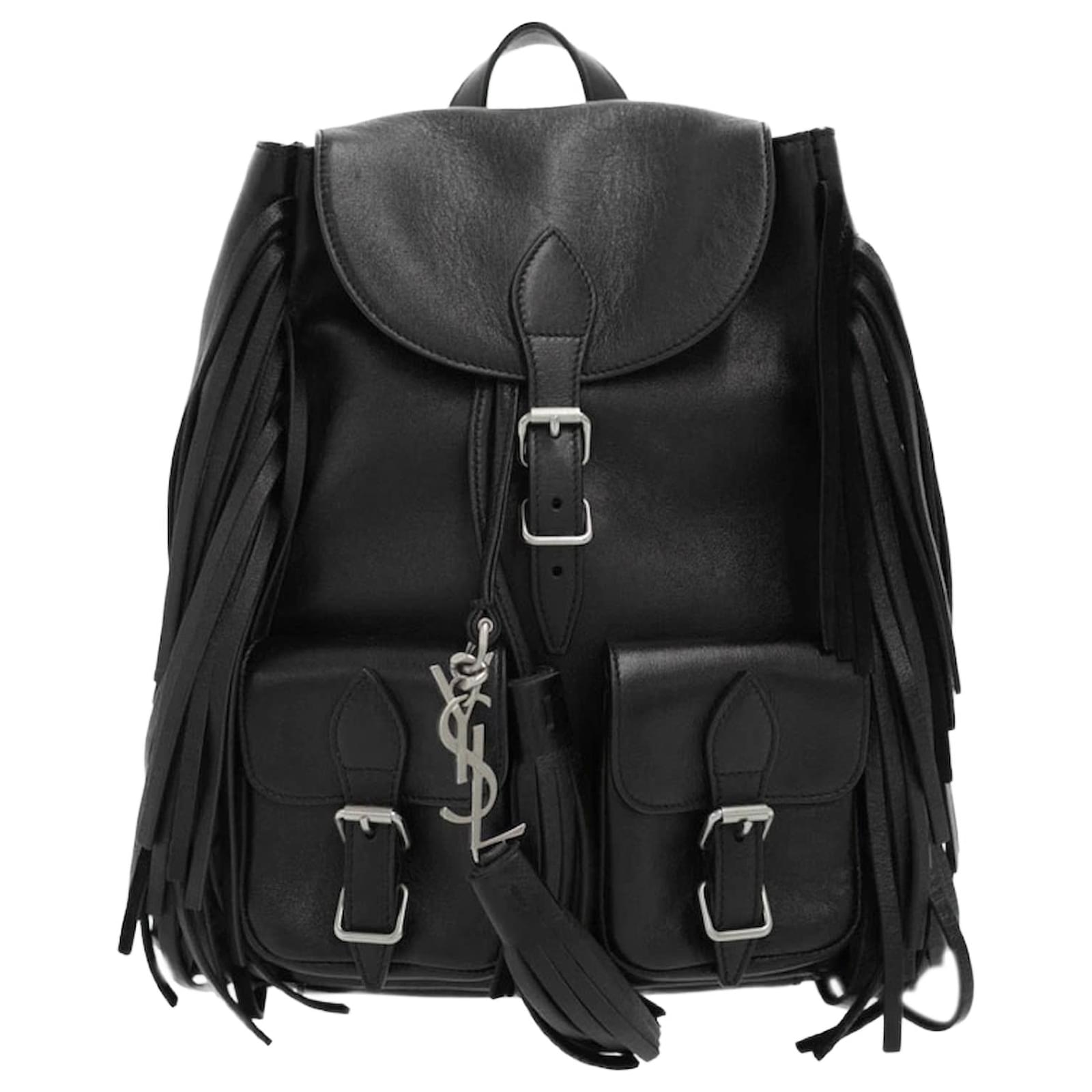 Black fringe backpack purse hotsell