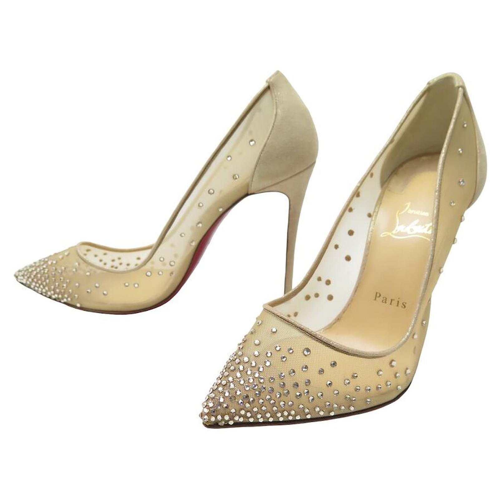 CHRISTIAN LOUBOUTIN FOLLIES CRYSTAL PUMPS SHOES SIZE 39 Cloth ref.1565154 Joli Closet