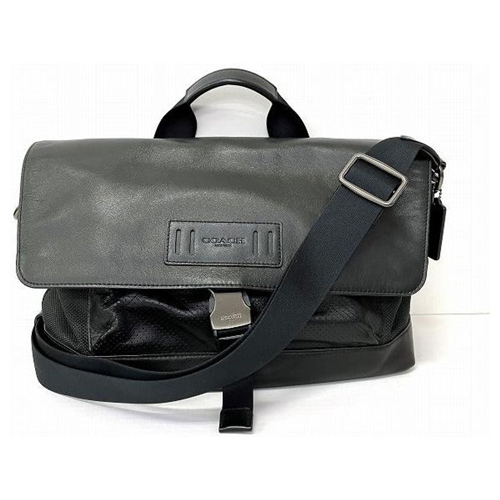 Coach Perforated Leather Mixed Material Bike Bag Black ref 