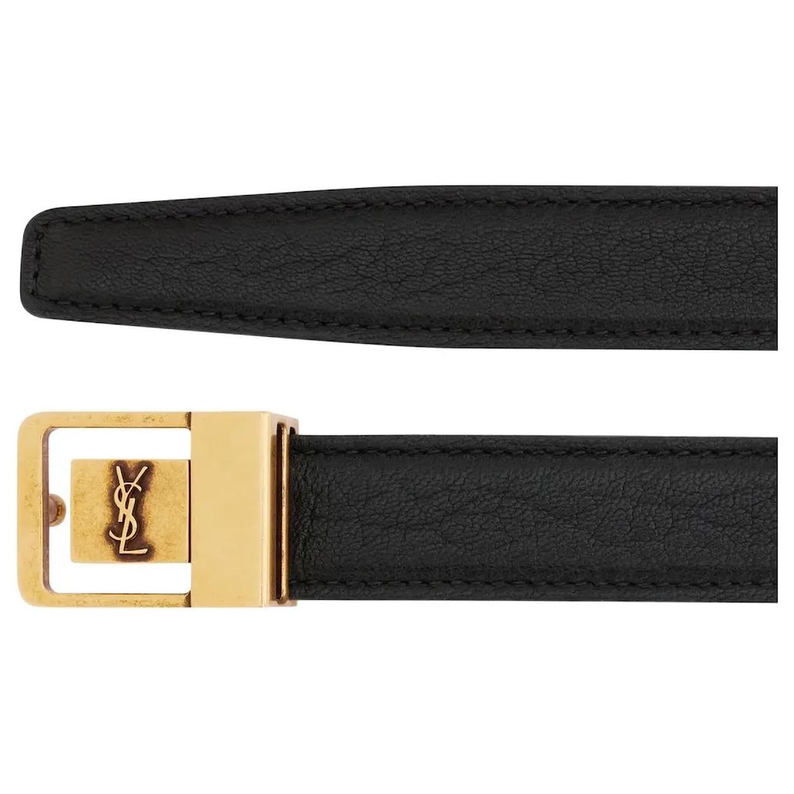【関税&送料込】Saint Laurent Hammered Leather Belt Saint Laurent THIN BELT LA 66 WITH HAMMERED LAMB LEATHER