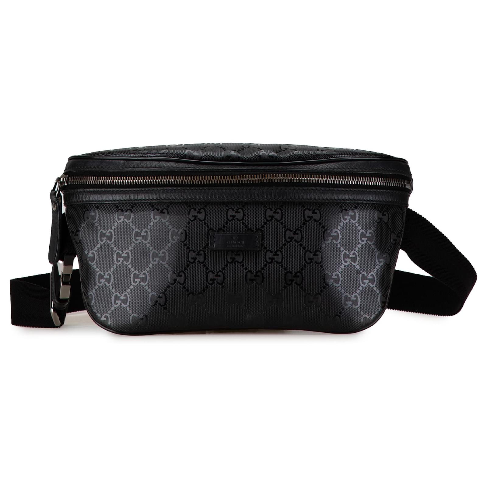 Sac banane Gucci noir GG imprimé Toile Tissu Joli Closet