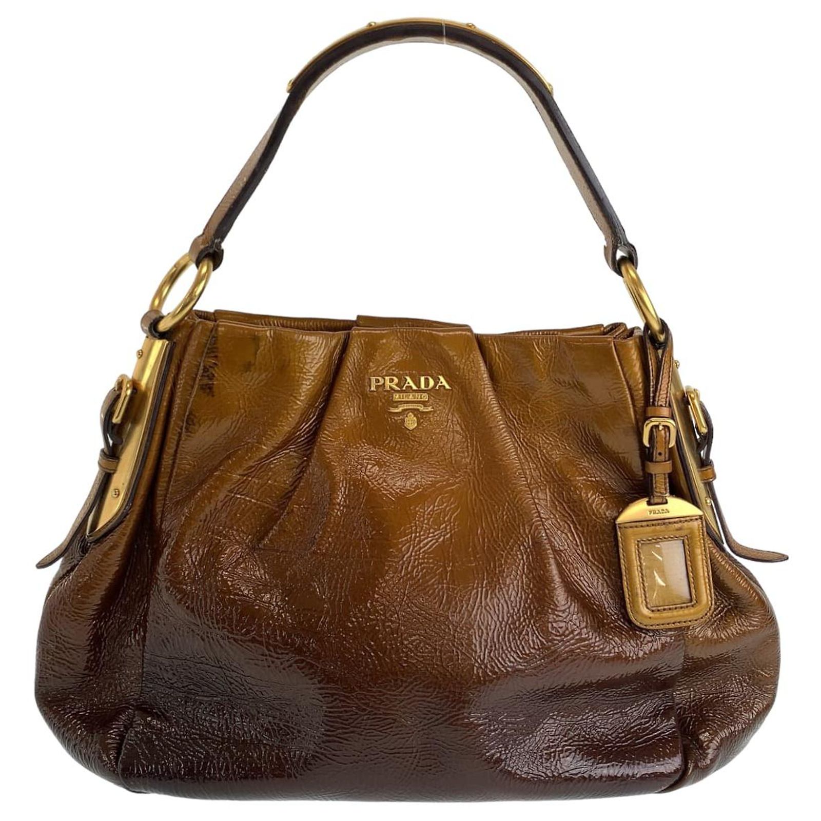 Prada Patent Leather Handbag Shoulder Bag Brown ref.JC1569923 