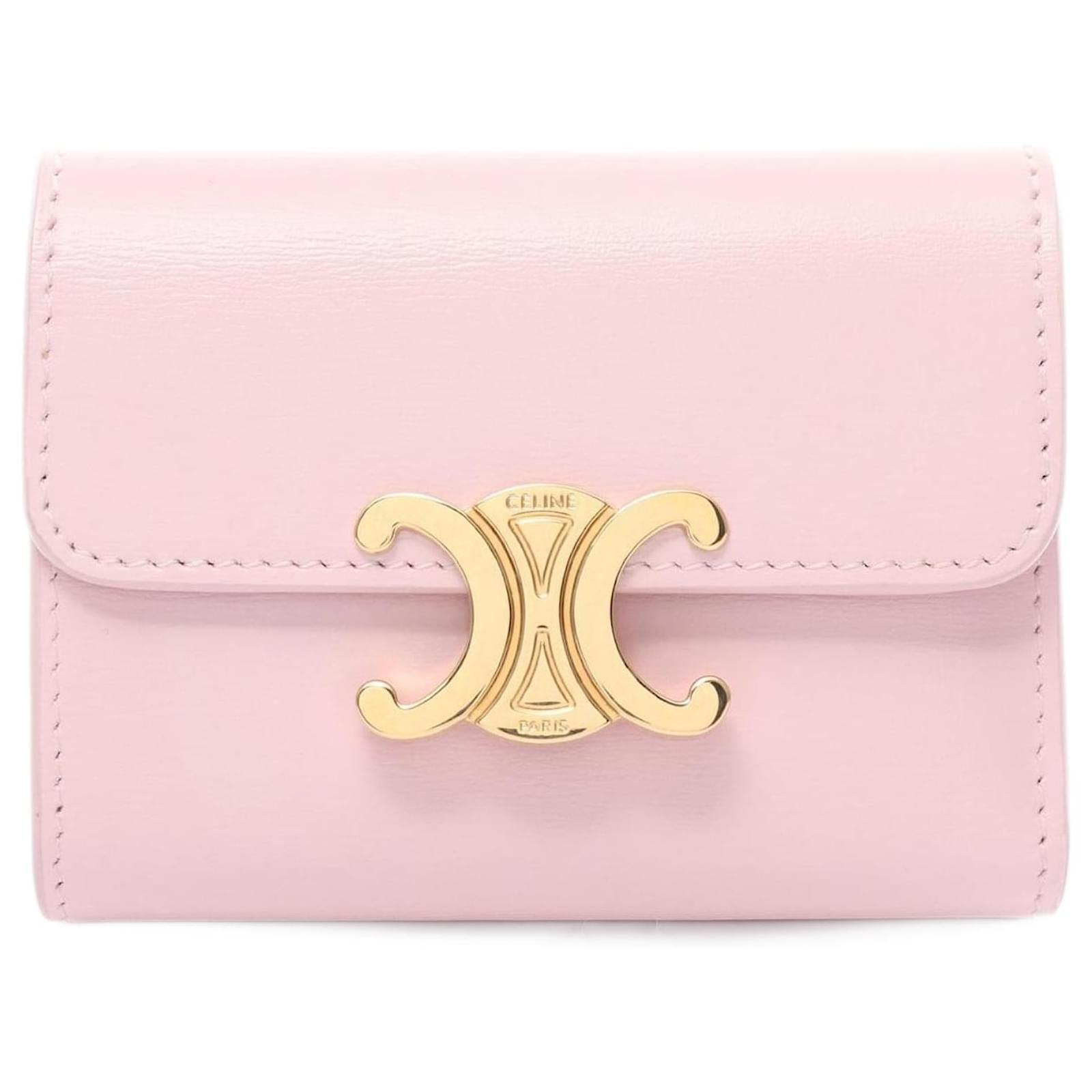 Céline Celine Leather Triomphe Trifold Bag Leather Short Wallet