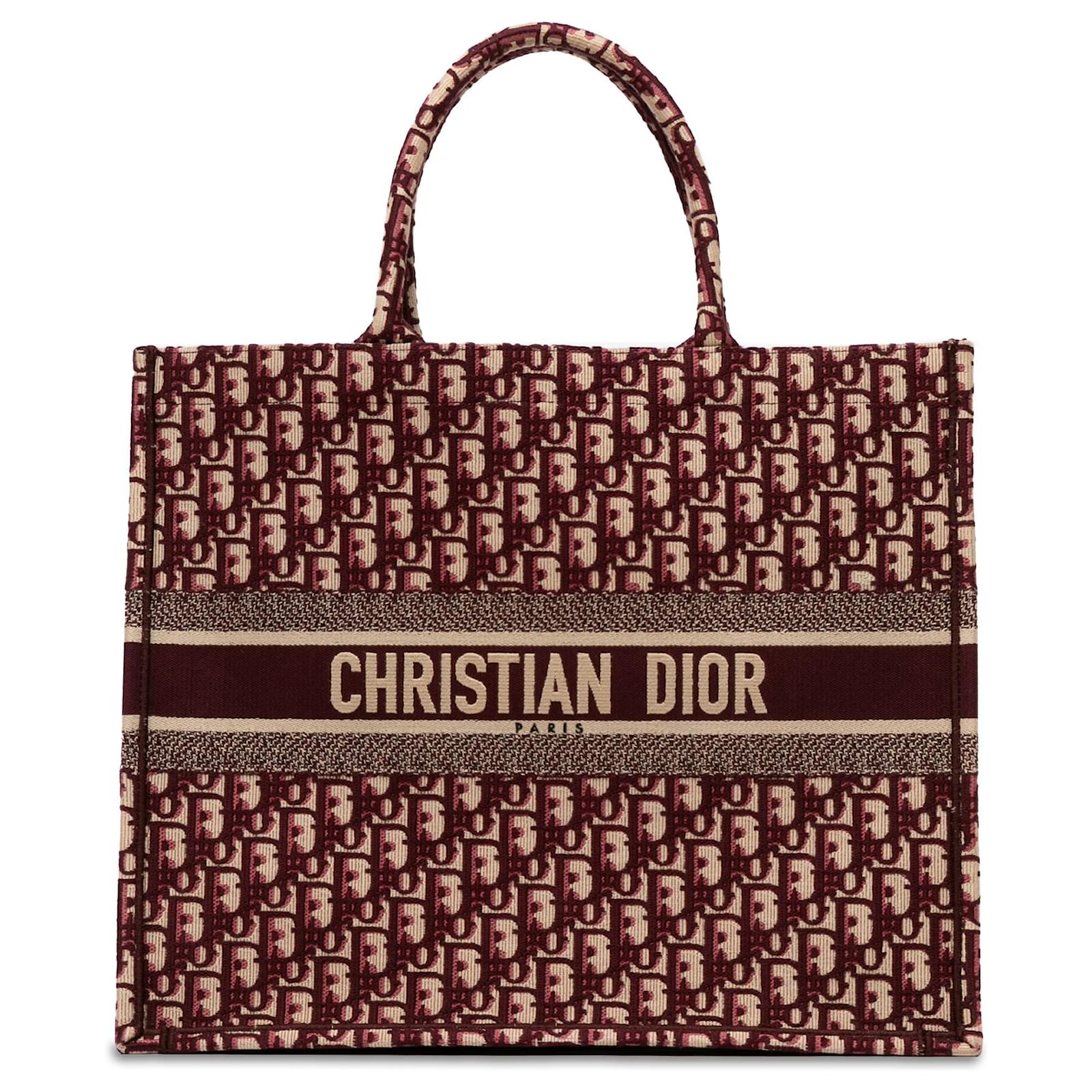 Dior Rouge Grand Sac a Livres Oblique Toile Tissu Bordeaux ref.1571299 Joli Closet