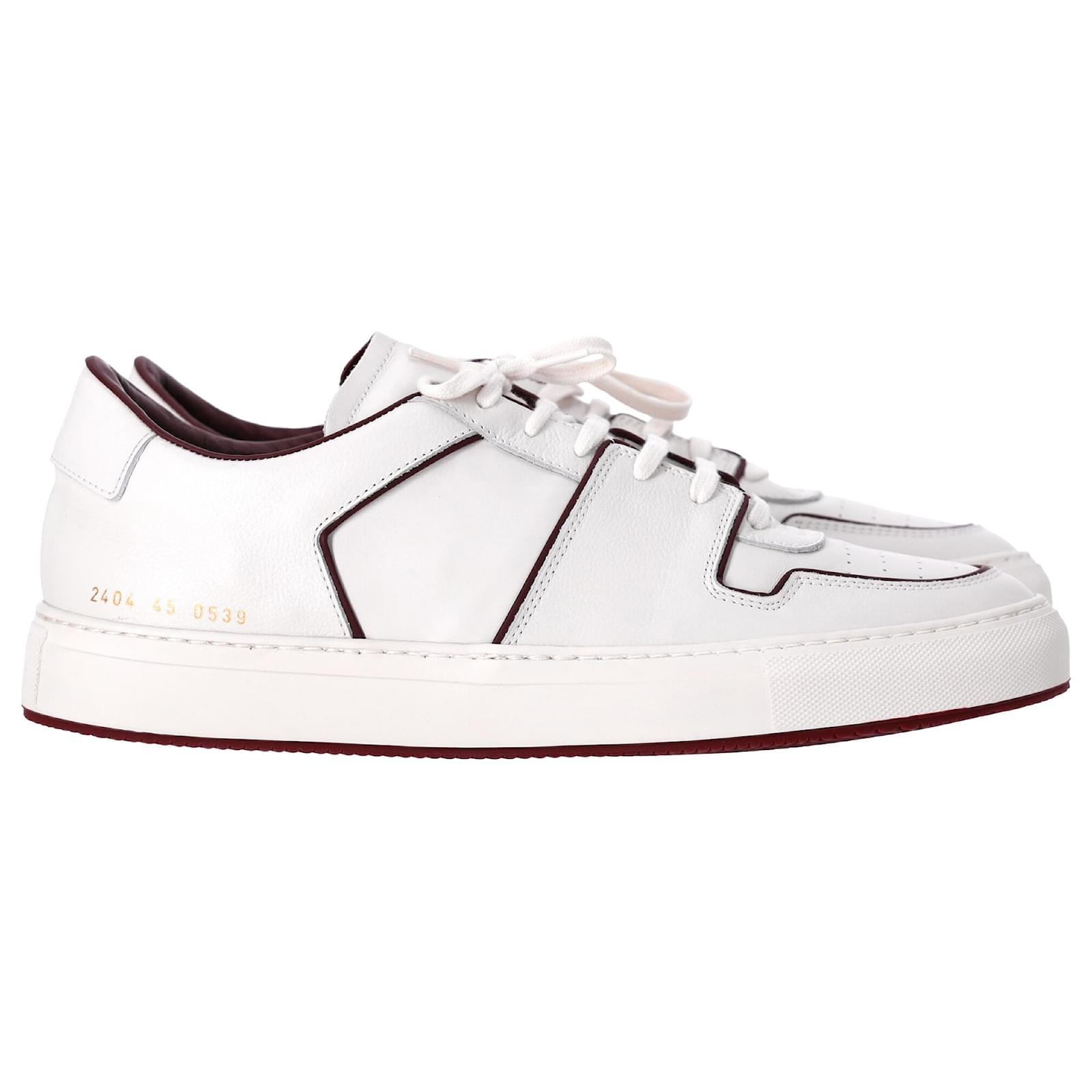Common Projects Decades Lace Up Sneakers in White Leather