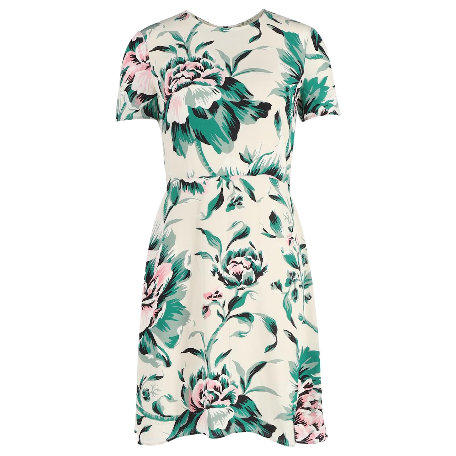 Abito Mini Floreale Burberry in Seta Crema ref.1571437 Joli Closet