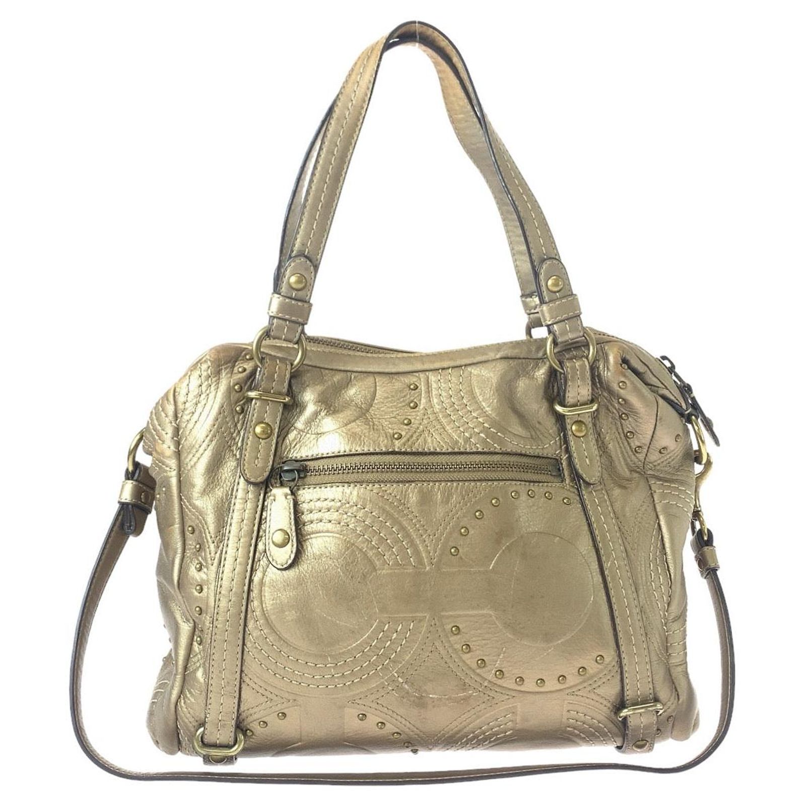 Coach Op Art Alexandra Studs Leather Tote Bag ref.JC1572076 (Sold 