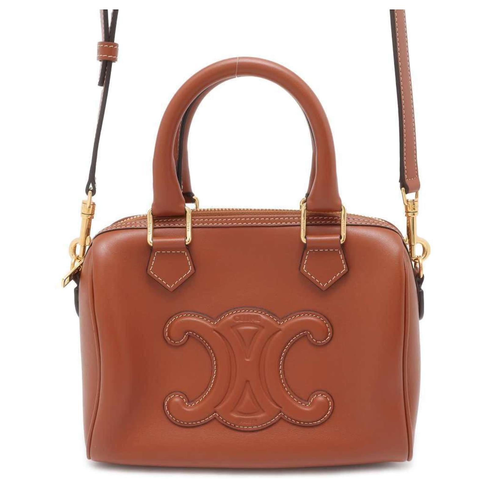 Céline Celine Handbag Cuir Triomphe Small Boston Leather ref