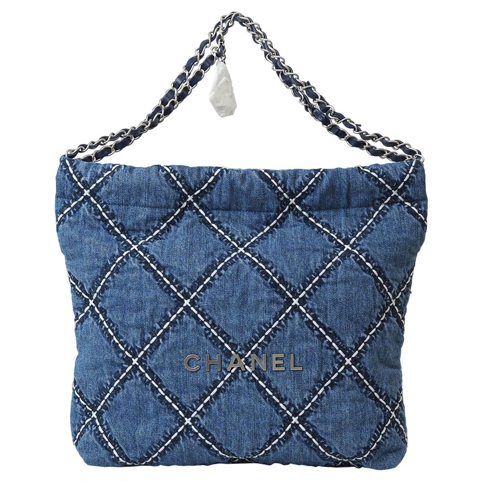 Chanel CHANEL22 Small Handbag Blue Cotton ref.1574172 - Joli Closet