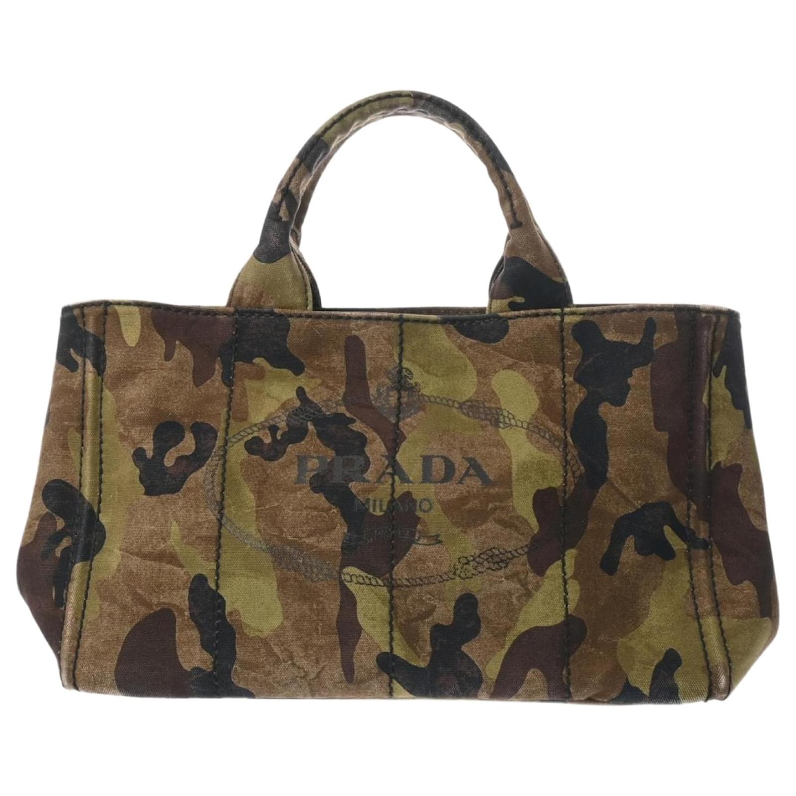 Prada Canapa Tote Camouflage Women's Canvas Bag Cloth ref