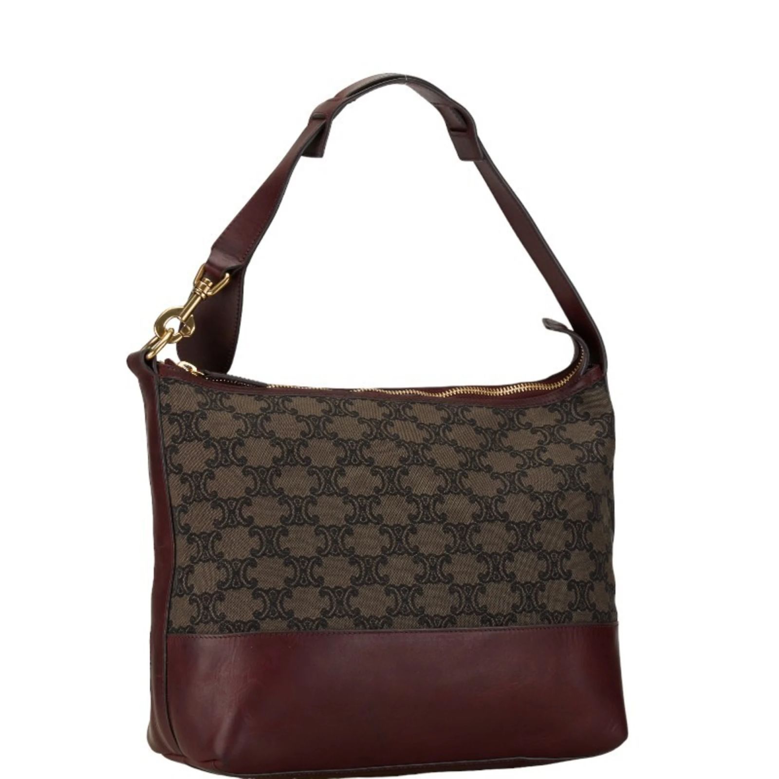 Céline Celine Macadam One Shoulder Bag Dark red Leather Cloth ref 