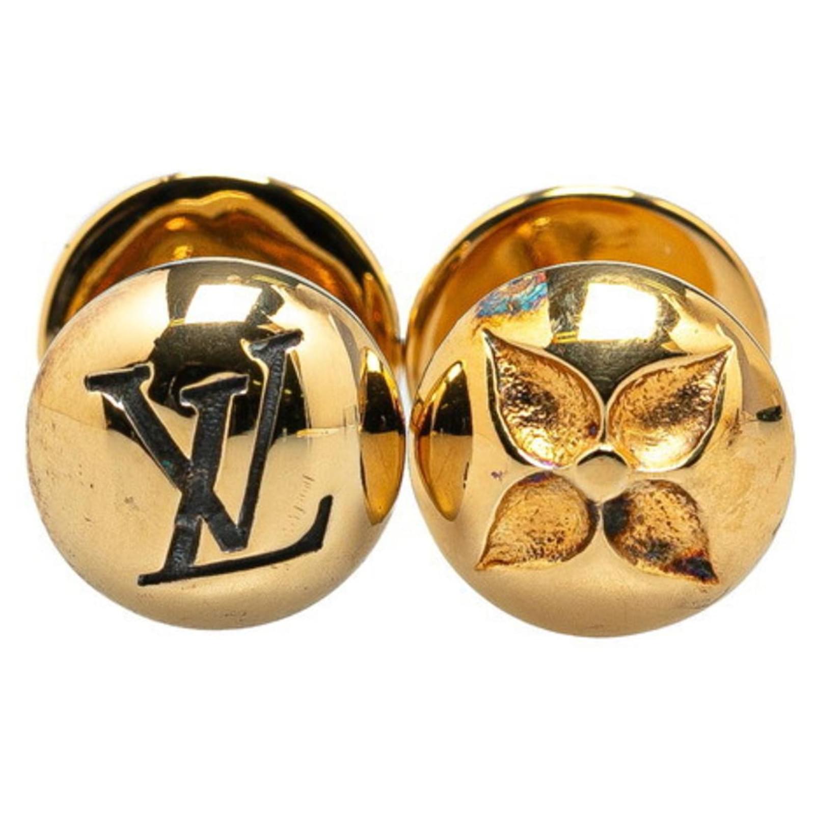 Louis Vuitton Monogram Button Cufflinks Golden Gold-plated ref